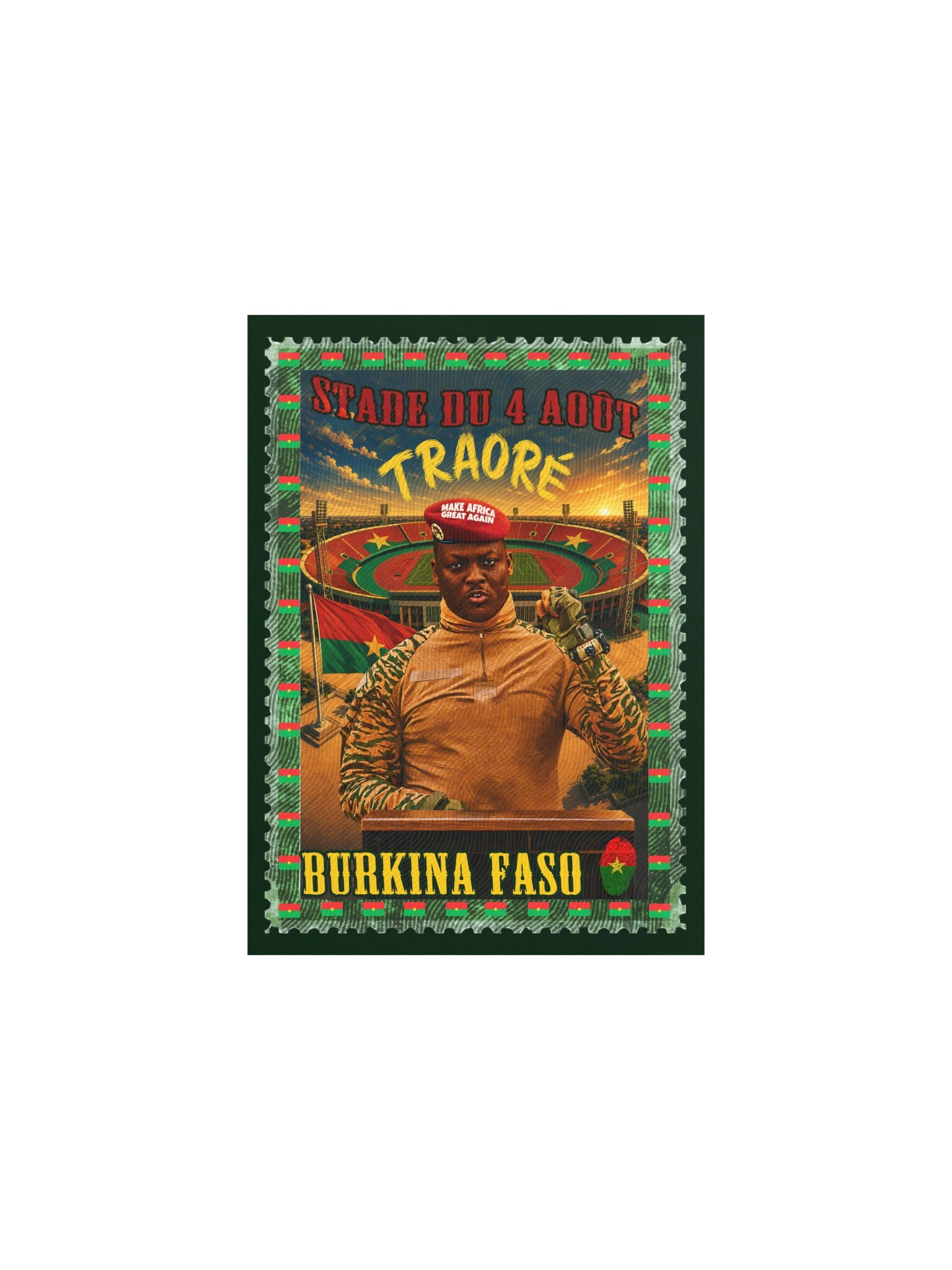 Ibrahim Traoré Vintage Postage Stamp Poster | Stade du 4-Août Burkina Faso Pan-African Wall Art product image (3)
