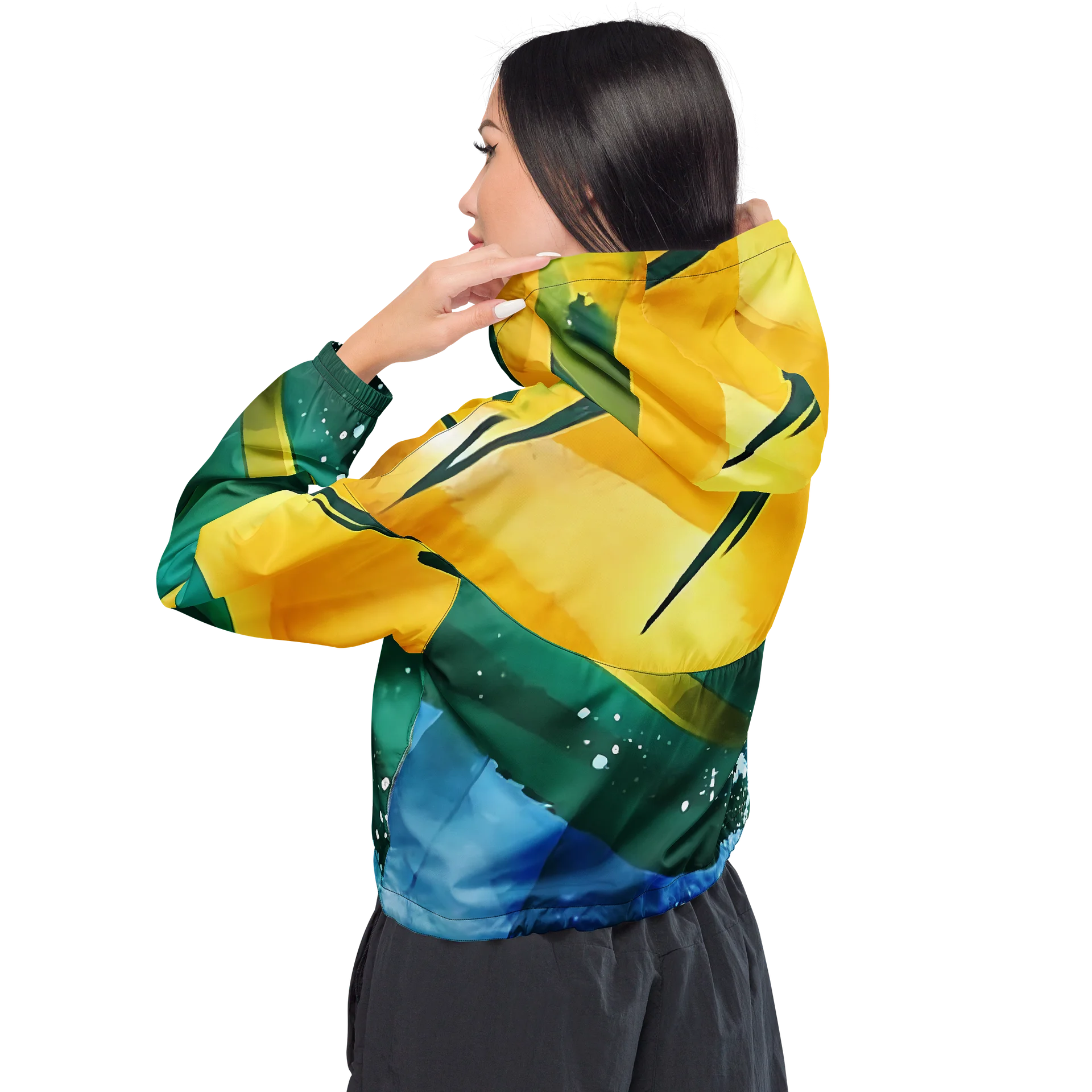 Abstract Diplomat Print - Sport SVG - Caribbean Apples | Women's Cropped Windbreaker product image (4)