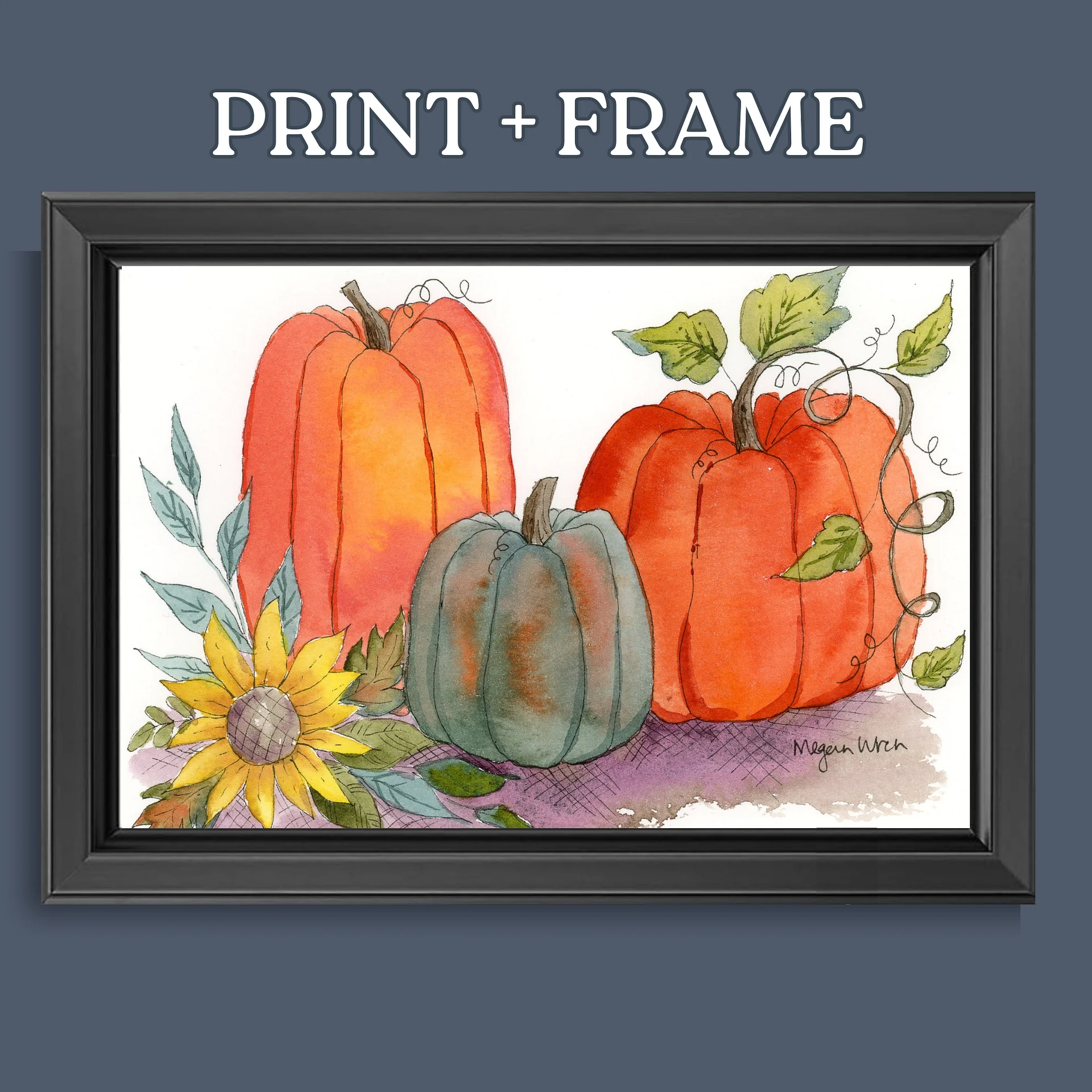 Autumn Pumpkin Patch Watercolor Print - Little Pumpkin Patch product image (4)