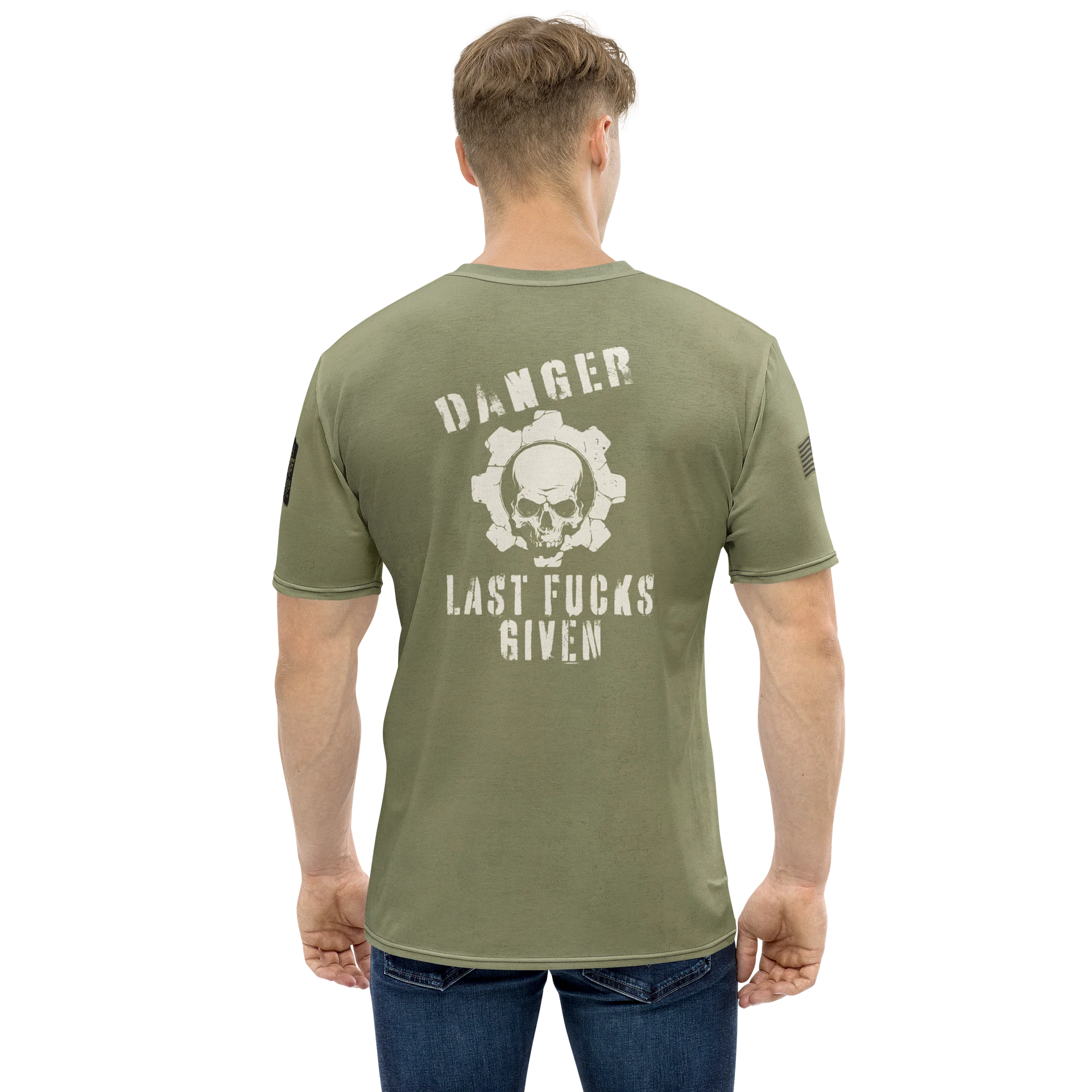Danger Last Fucks Given MötoGraffitti Tee in OD Green product image (1)