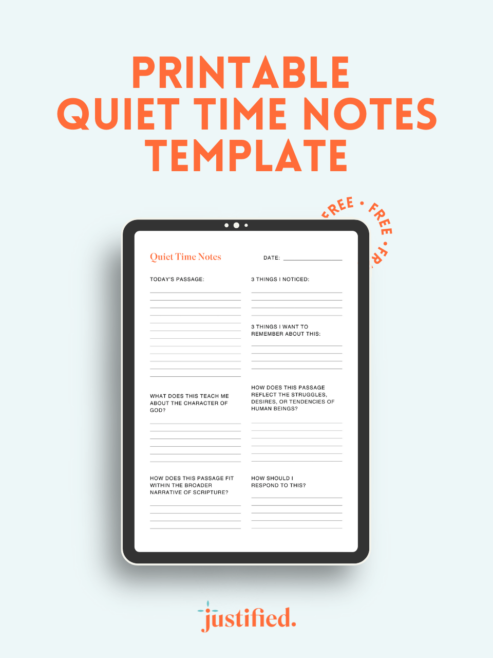 Quiet Time Notes Template | Justified