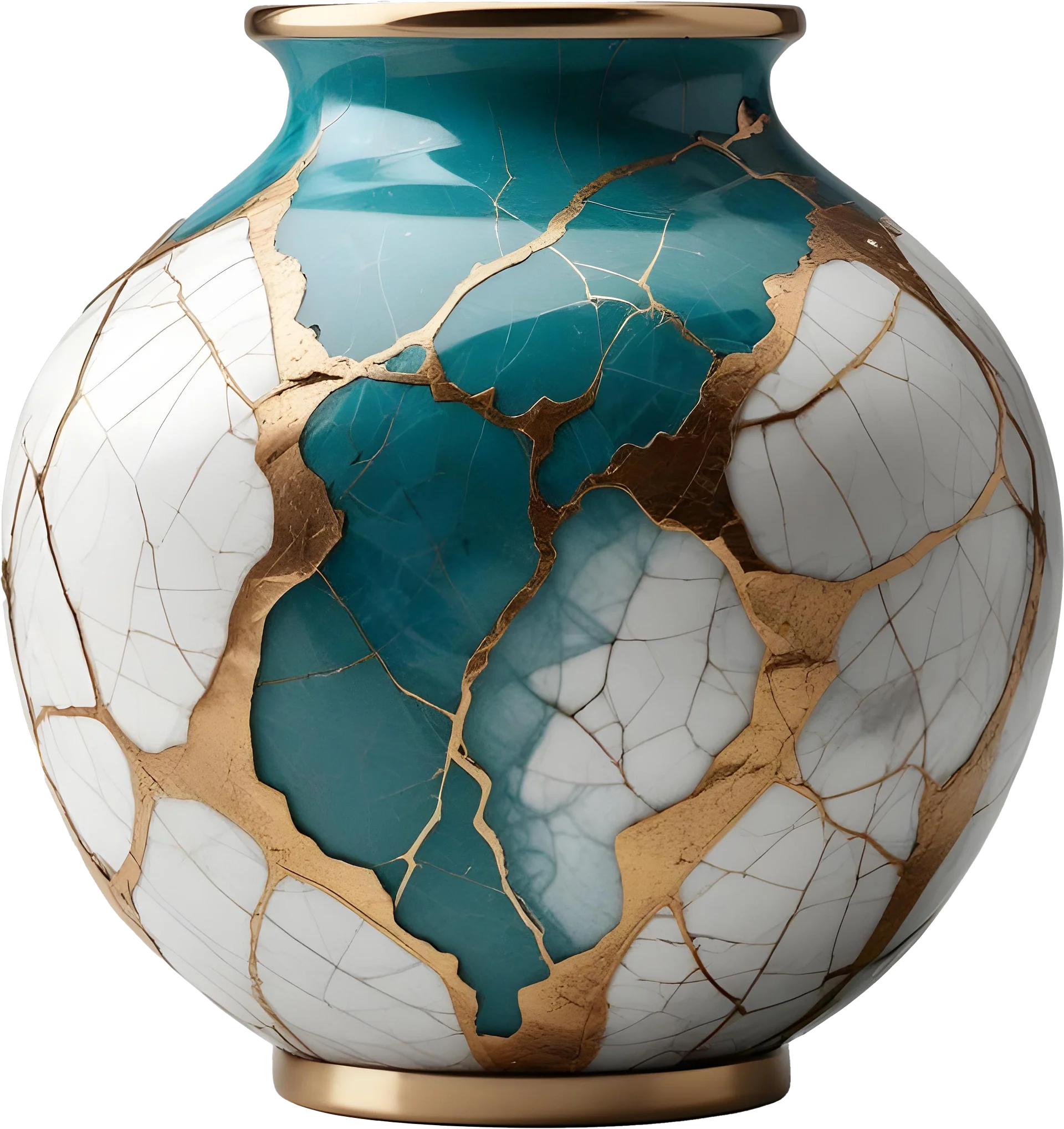 Kintsugi Serenity – Teal Harmony Vase PNG product image (1)