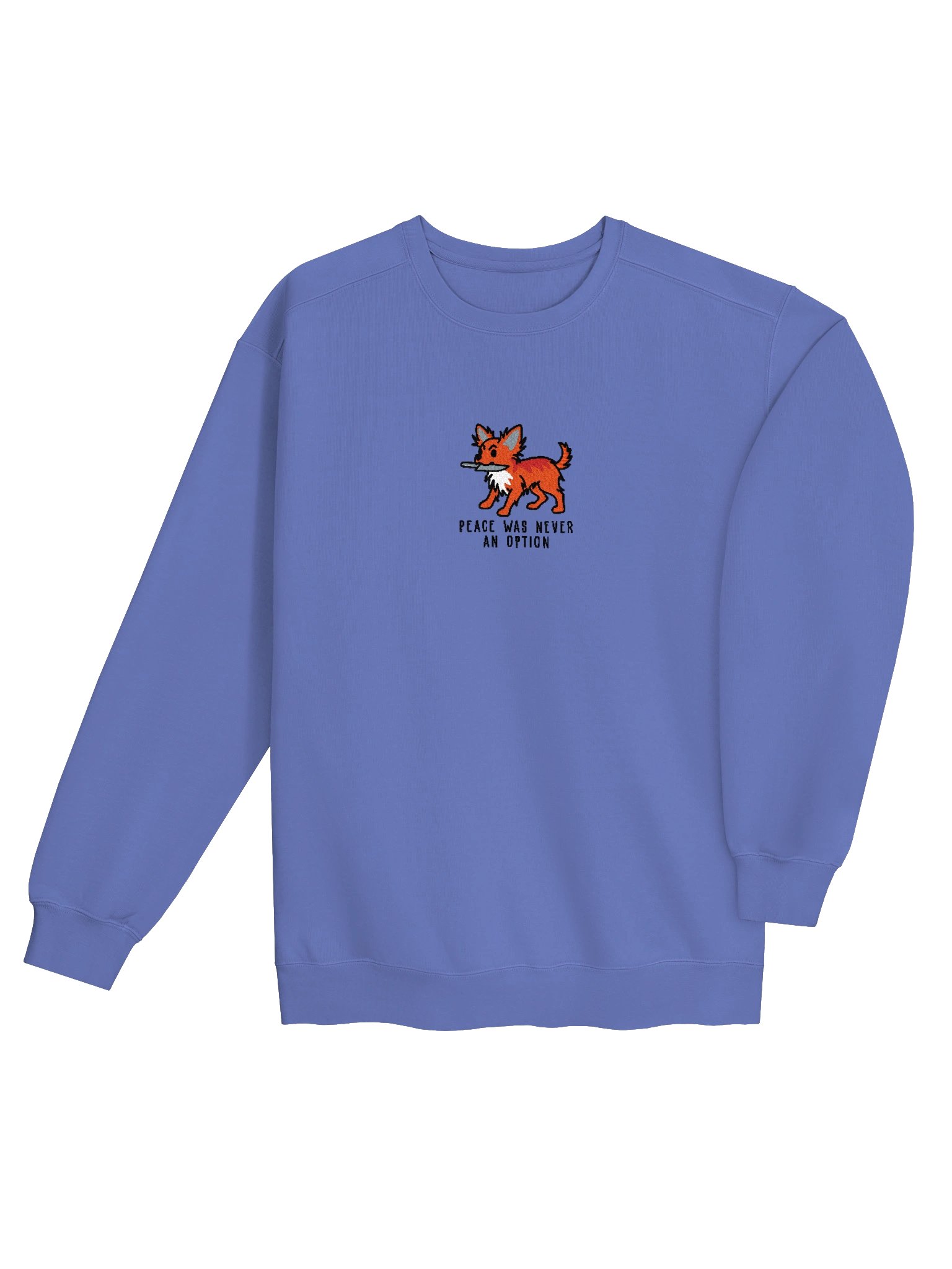 Peace Was Never an Option Funny Chibi-Style Embroidered Premium Sweatshirt for Longhaired Chihuahua(Red) Owners product image (12)