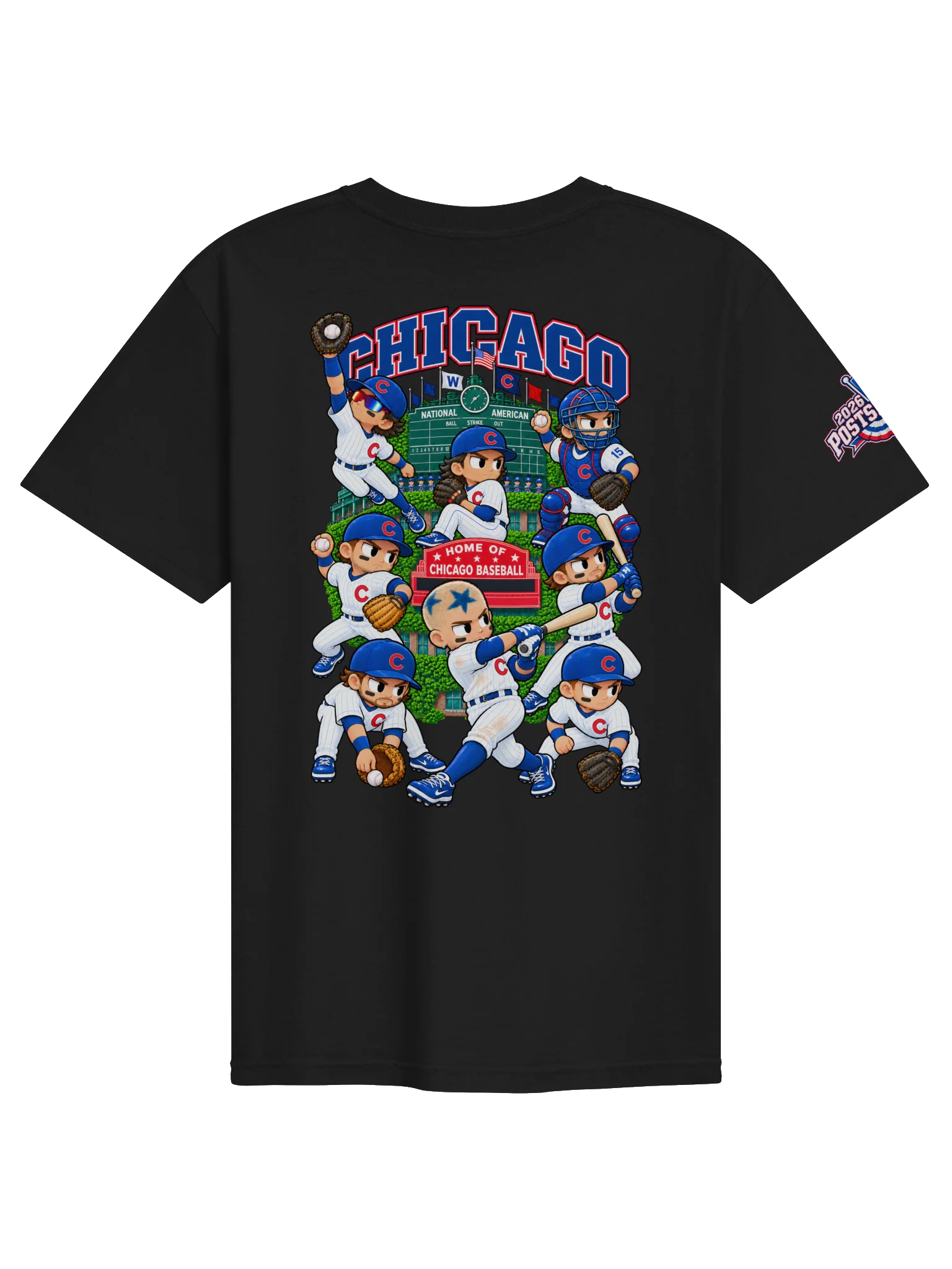 Chicago Northside Baseball 2026 "Postseason" Animated Player Back Print T-Shirt product image (2)