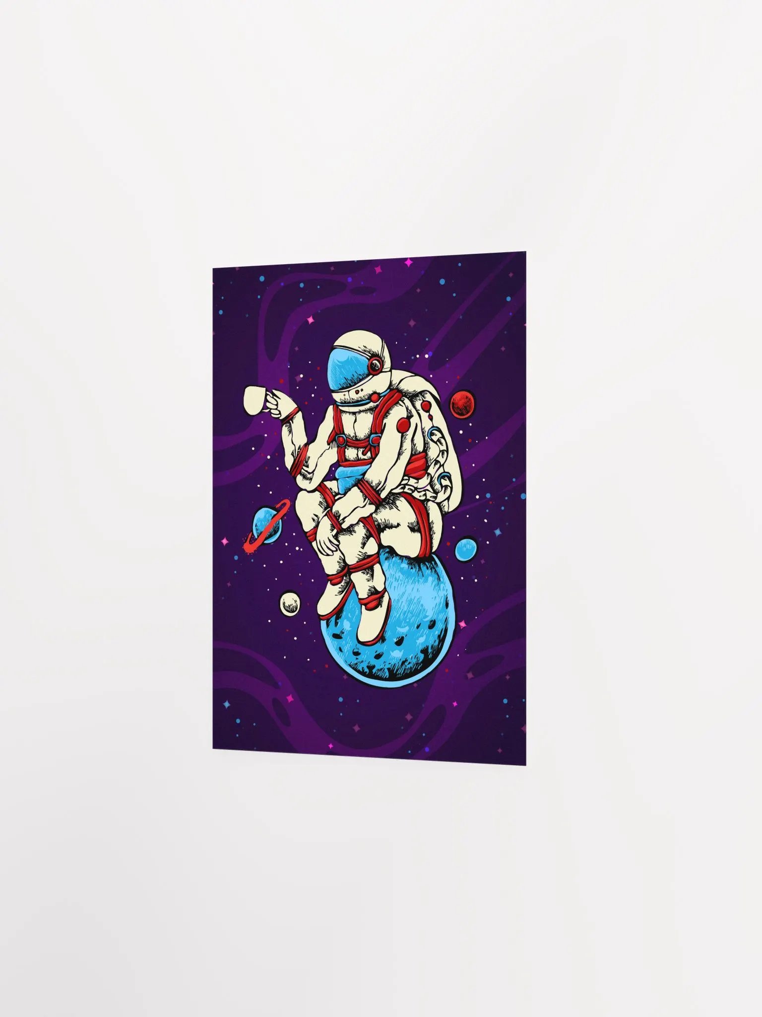 Astronaut, coffee, Moon — space poster, synthwave space, neon space, aesthetic poster product image (7)