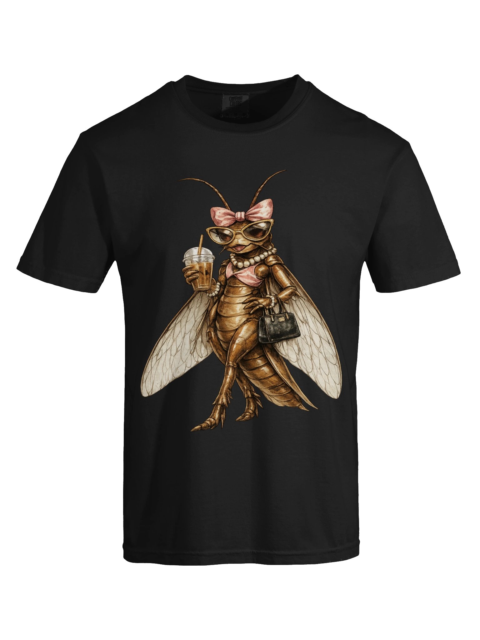 Fashionista Cockroach Graphic Tee | Quirky Iced Coffee Vintage Shirt product image (5)