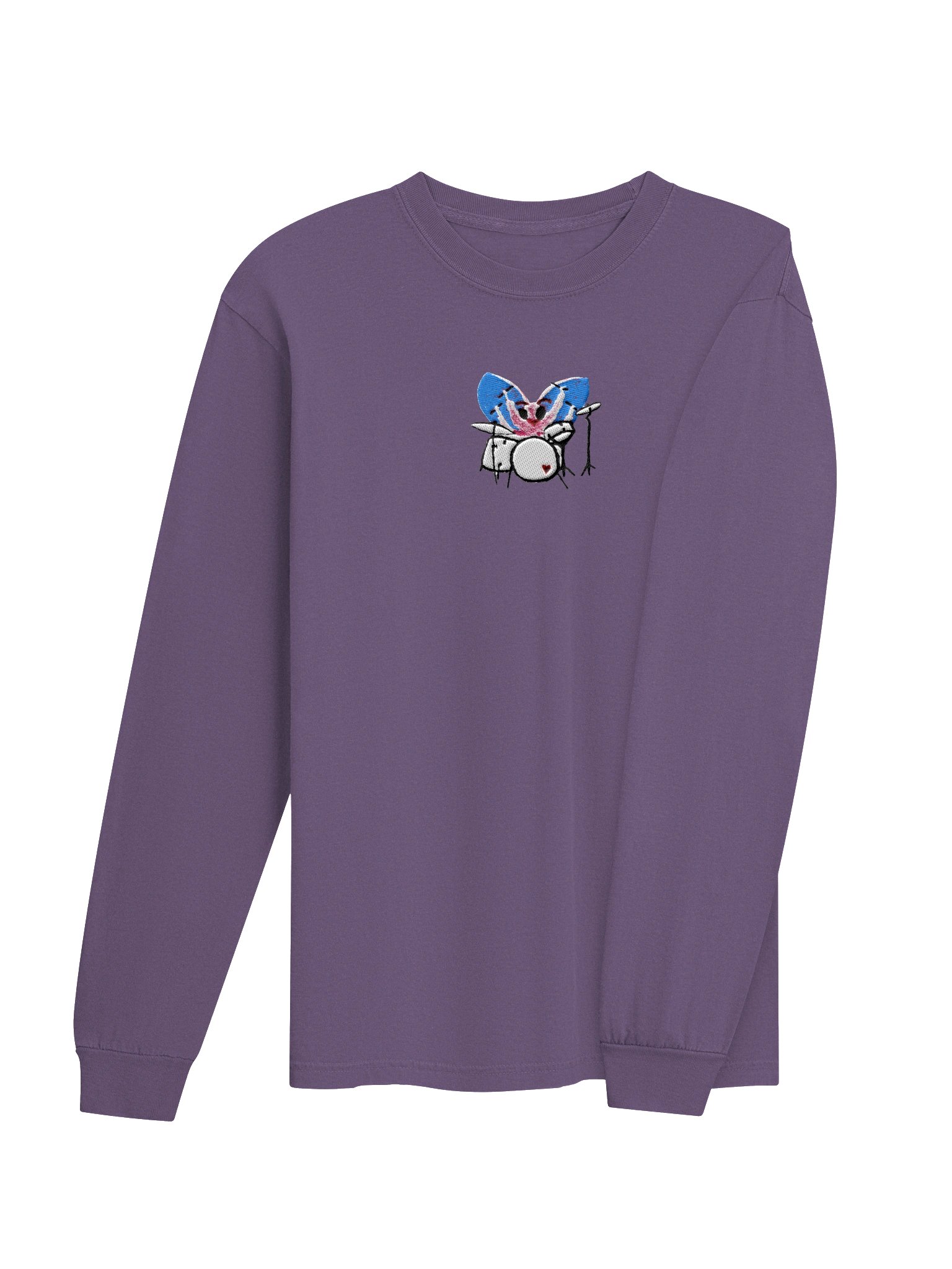 Bug Band Adult Unisex Embroidered LS Tee Centered PinkBug product image (4)