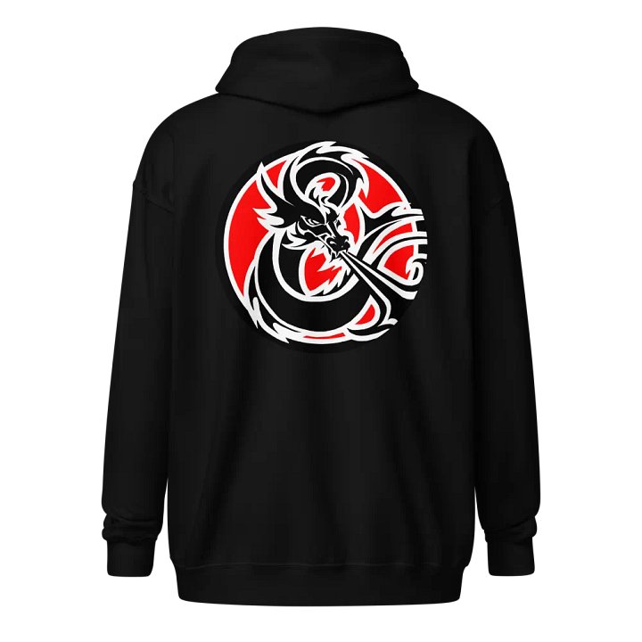 ELFSAR ZIP HOODIE Round Logo Black & White on Red product image (1)