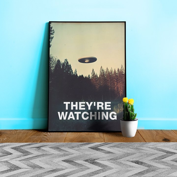 They're Watching/The X-Files poster, S09E06 2002 — sci-fi poster, movie art, I want to believe poster, space print, aliens wall decor product image (1)