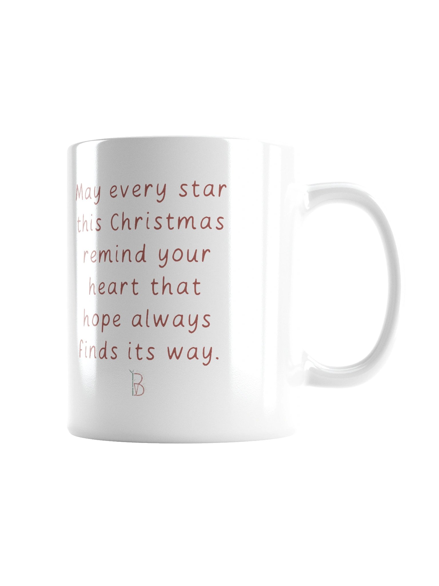 White glossy mug winter heart home. Cozy Christmas mug with handmade winter illustration product image (2)