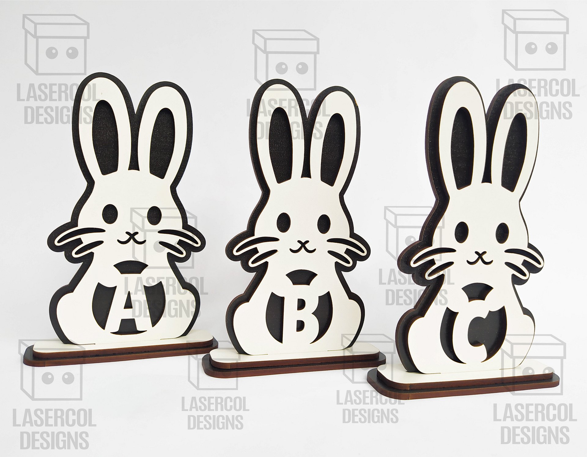 Easter Bunny Monogram Set 2 (3 Sizes) - Laser Cut Files product image (4)