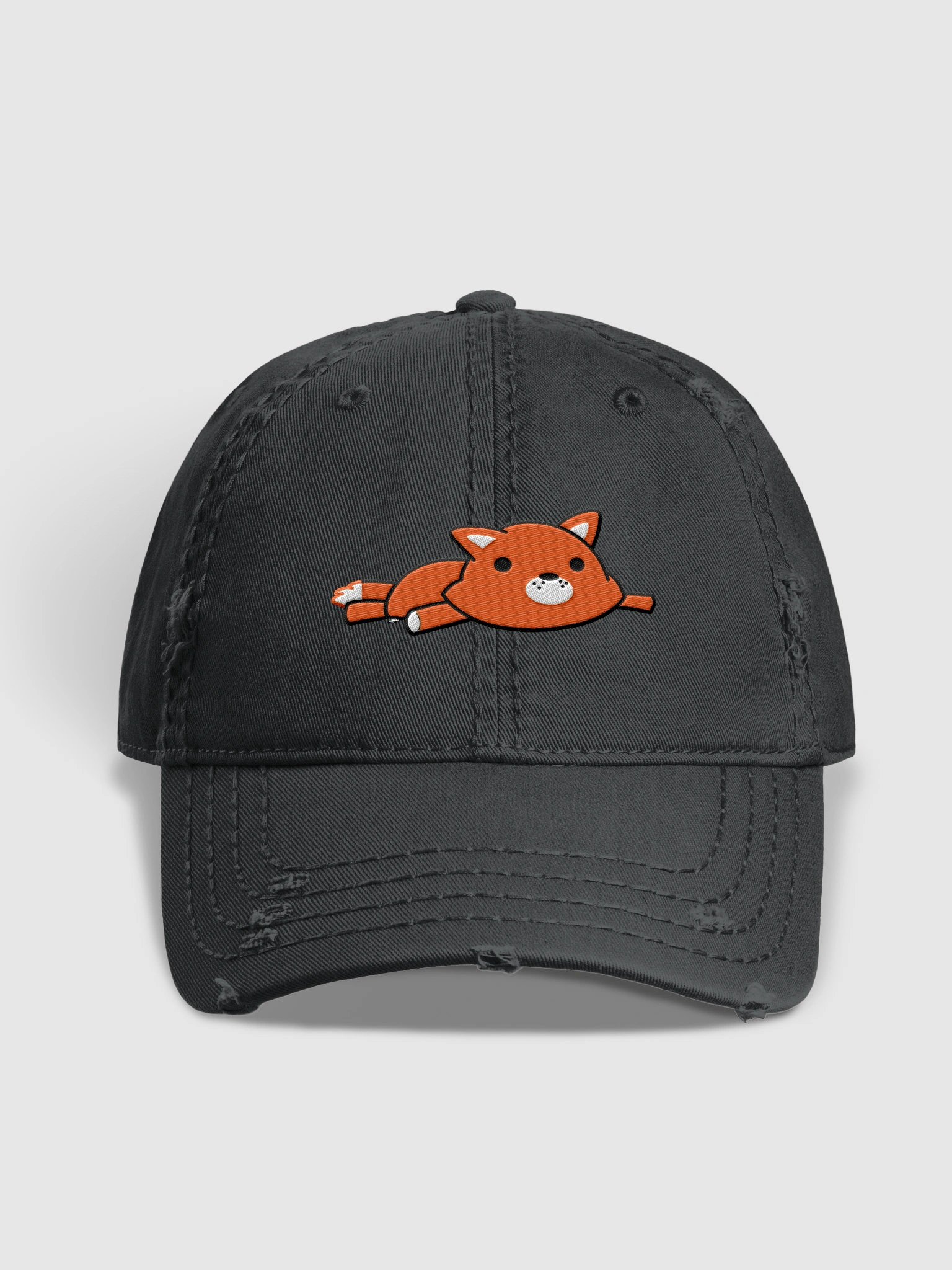 Fox Plush Distressed Dad Hat (Black Outline) product image (2)