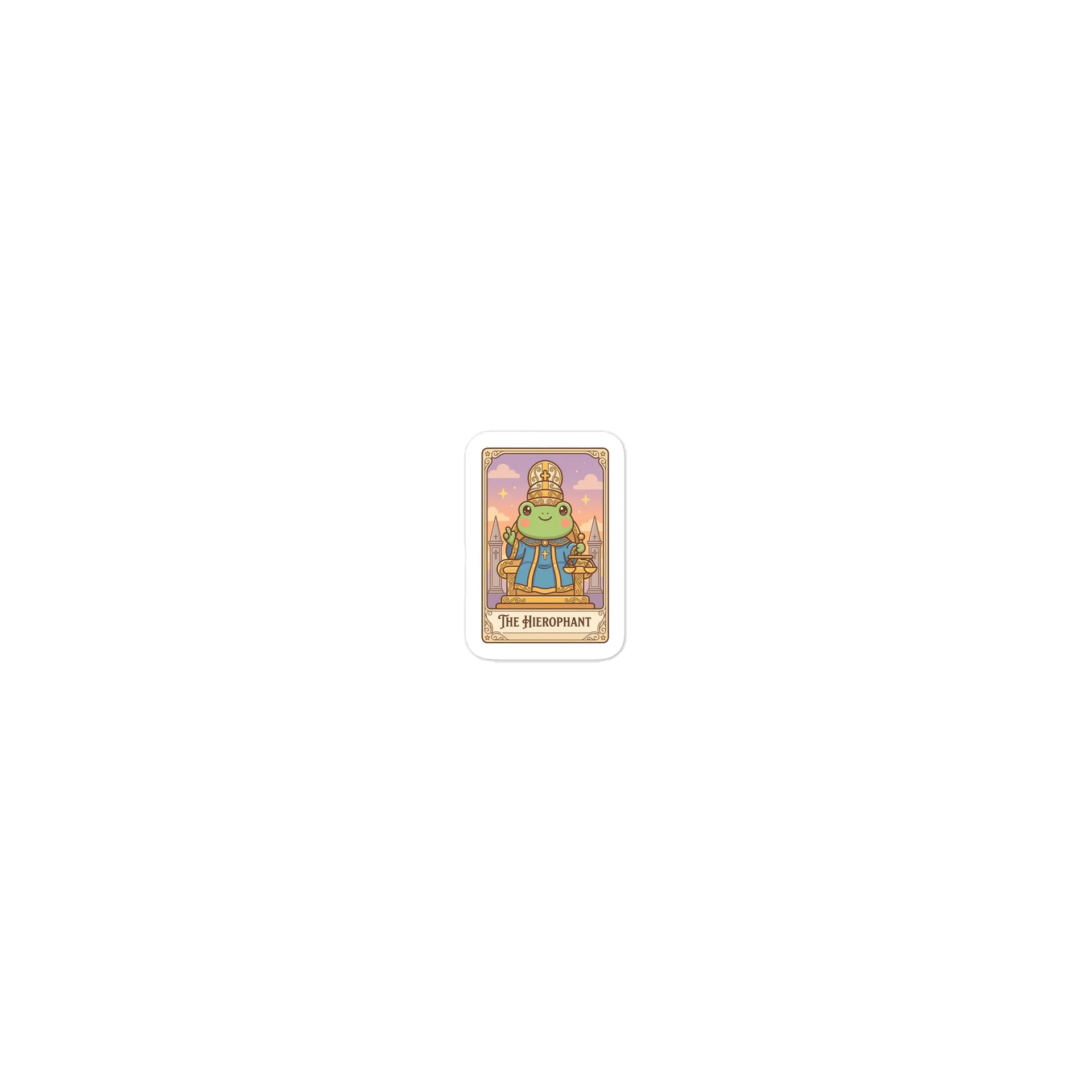 Premium Frog Tarot Card Cutout-style Vinyl Sticker | Featuring Iconic "The Hierophant" Artwork from the Tarotoads! Collection by Everbright Studio product image (2)
