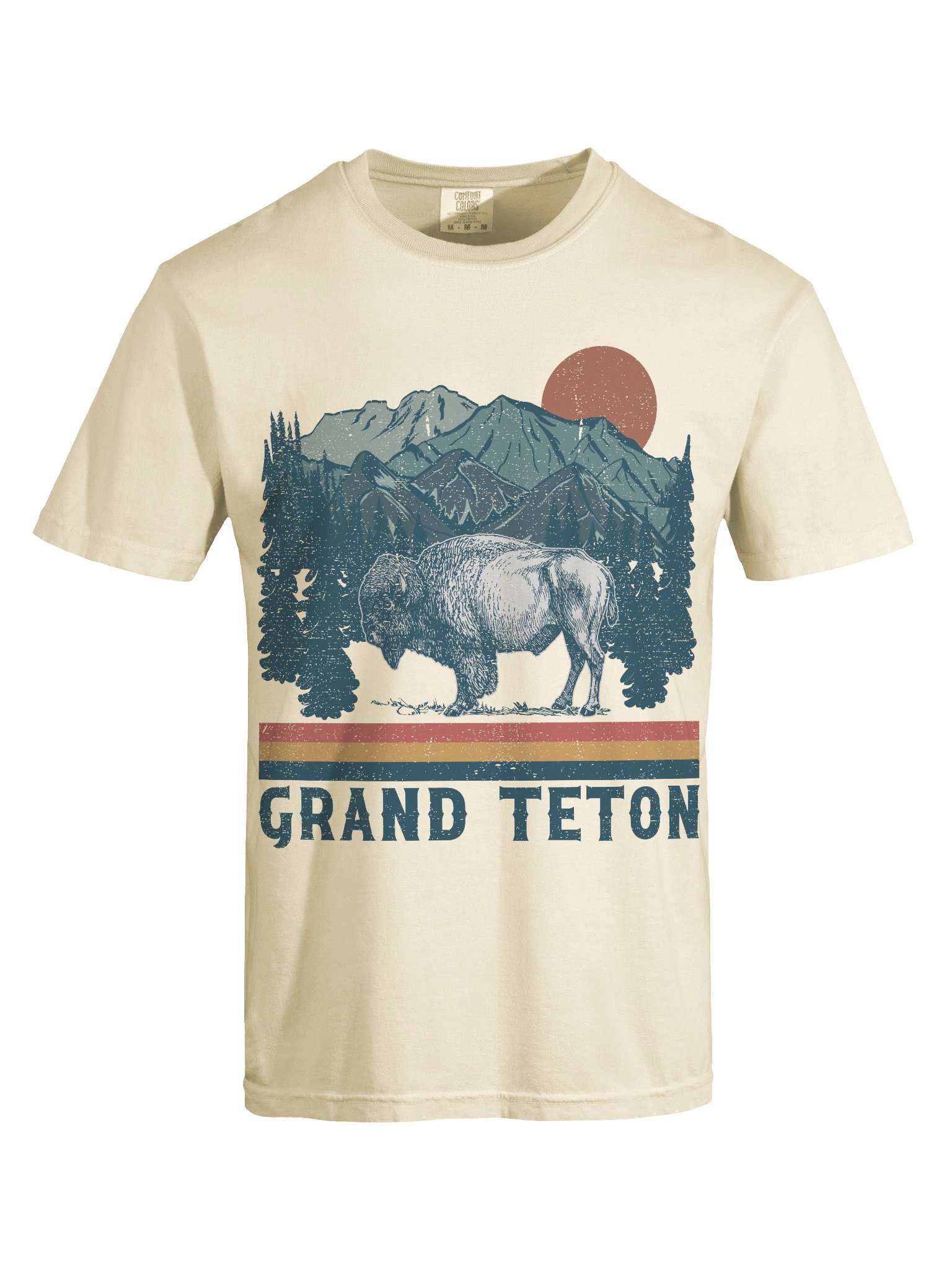 Grand Teton National Park Shirt – Vintage Bison Mountain Retro Sunset Wyoming Tee product image (8)