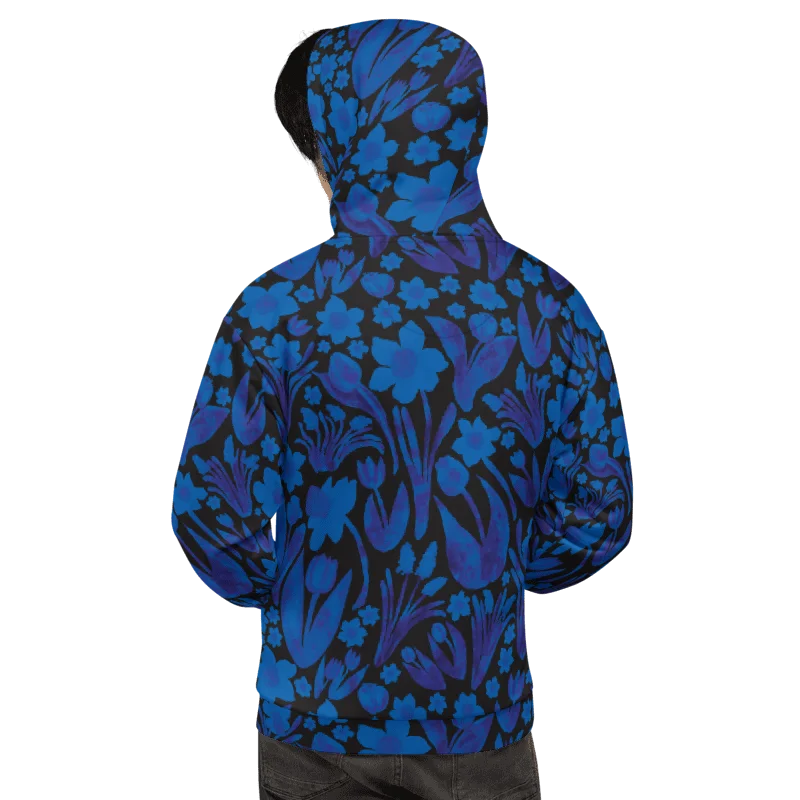 Men's | Adult's | Spring Garden | Unisex Hooded Sweatshirt | Royal Blue on Black product image (2)