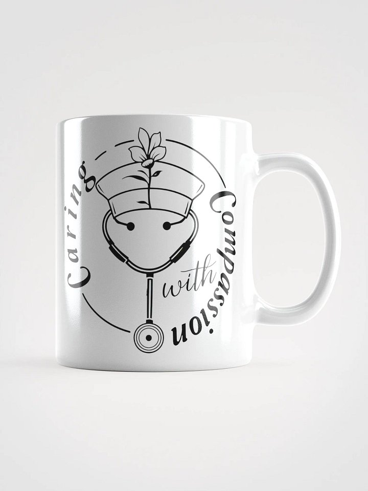 Caring With Compassion Nurse Line Art Mug, product image (1)