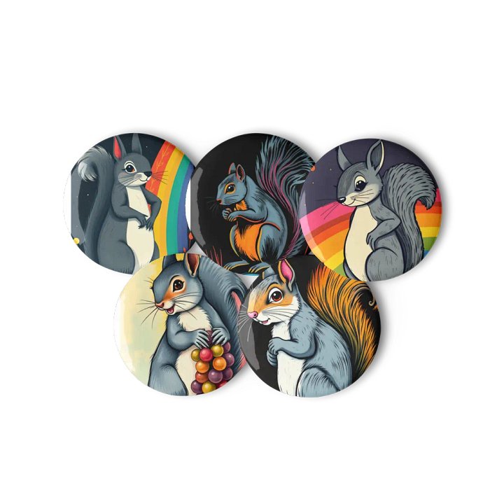 Whimsical Squirrel Pin Button Set product image (3)