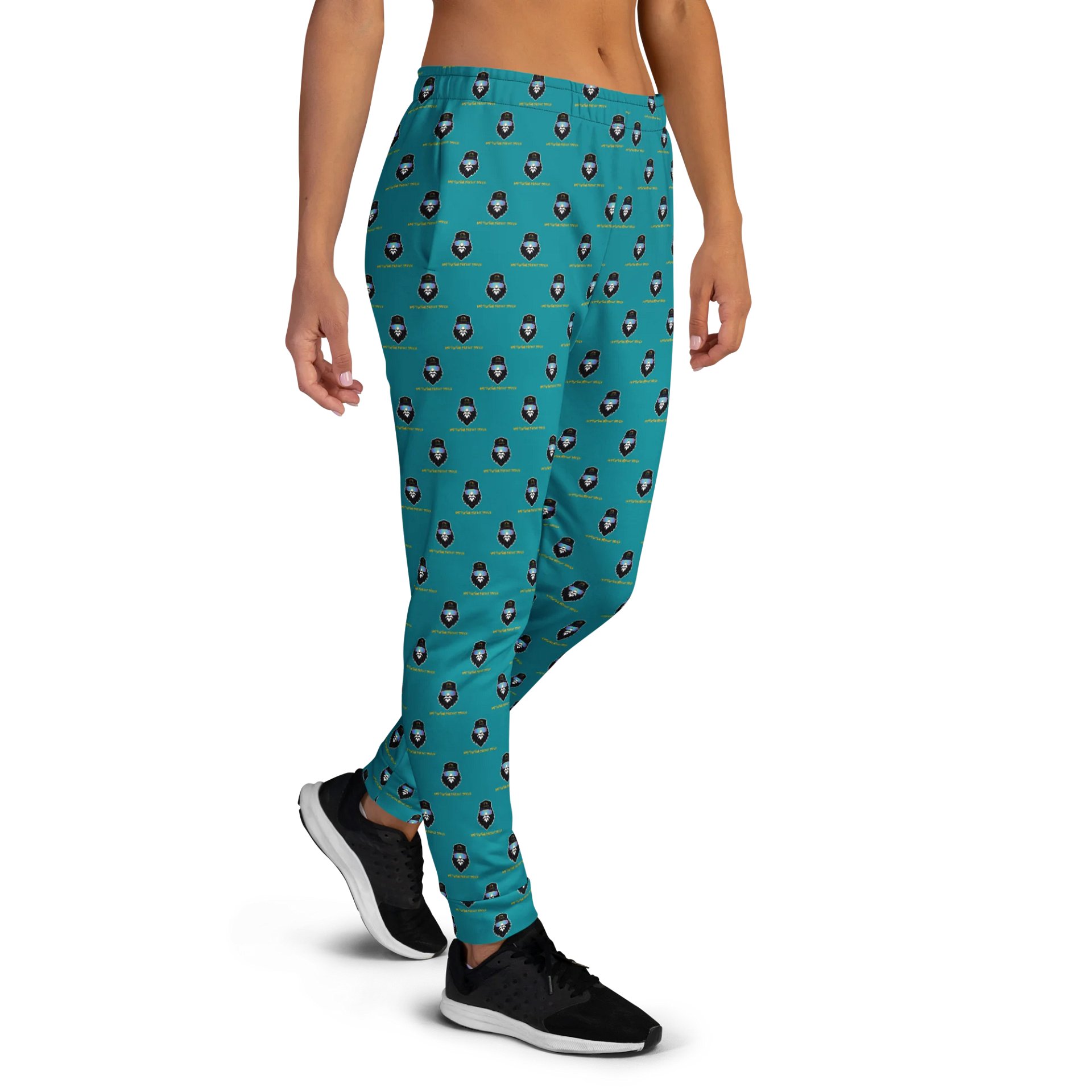 Synthsquatch Fitness Bigfoot Monogram Logo All-Over Print Women's Joggers (Teal) product image (4)