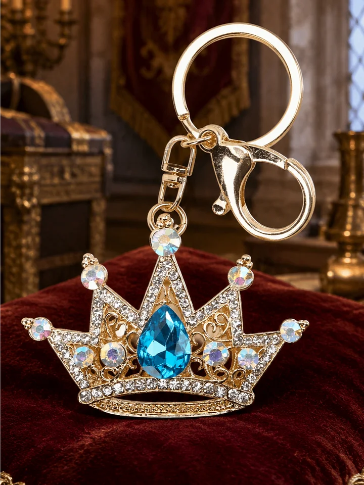 The Armored Kingdom Royal Aqua Blue Crown Keychain-Stunning-Lightweight Yet Durable-Rhinestones product image (1)
