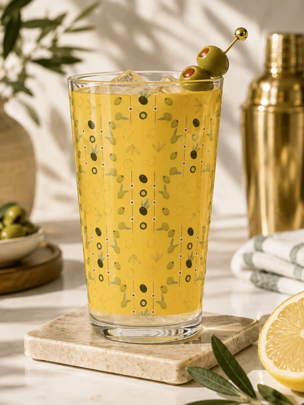 Olive Geometry Shaker Pint Glass product image (1)
