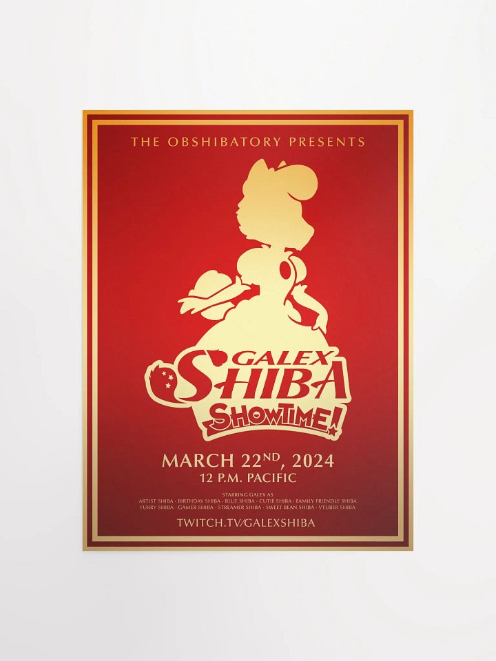 Galex Shiba Showtime Poster - Red Unframed product image (1)