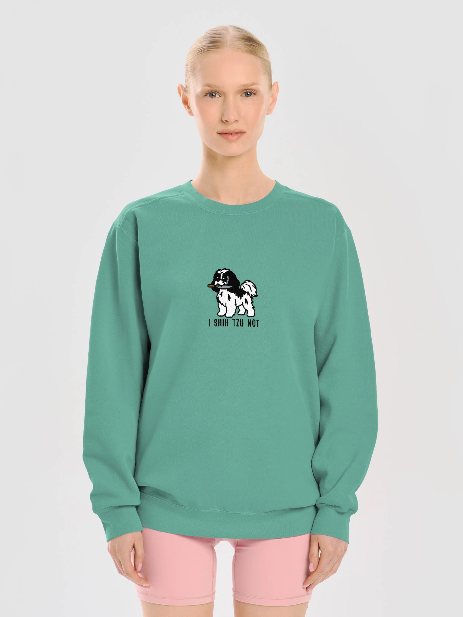I Shih Tzu Not Funny Chibi-Style Embroidered Premium Sweatshirt for Shih Tzu(Black & White) Owners product image (29)