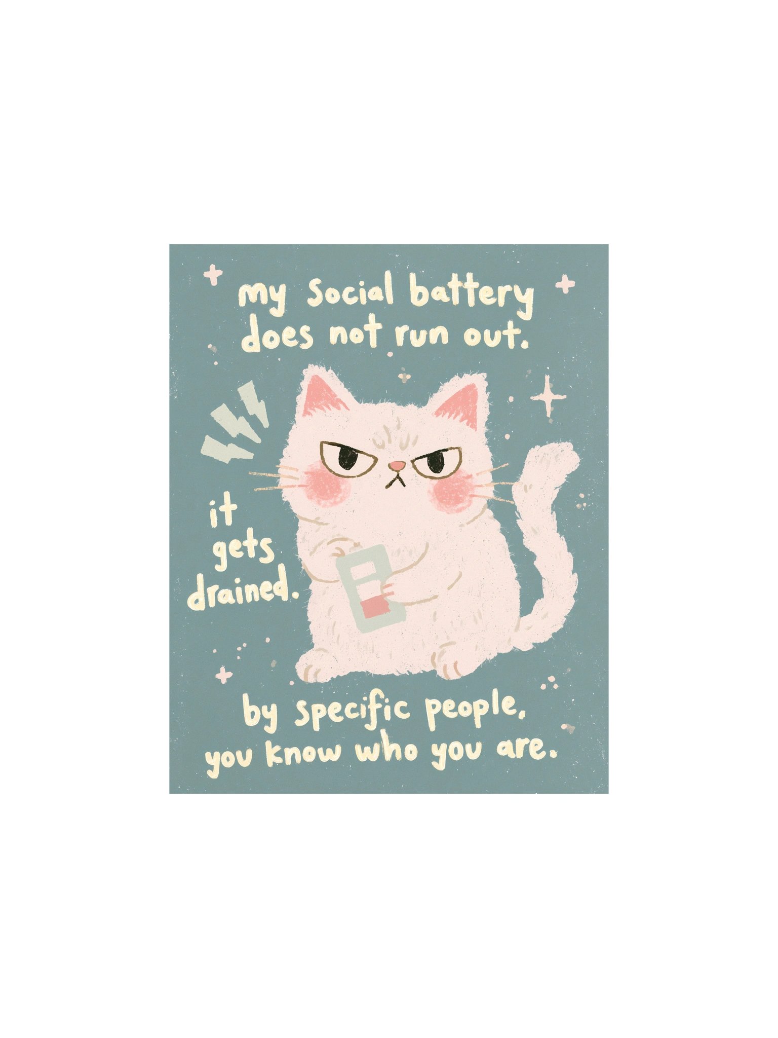 Social Battery Cat Poster product image (1)