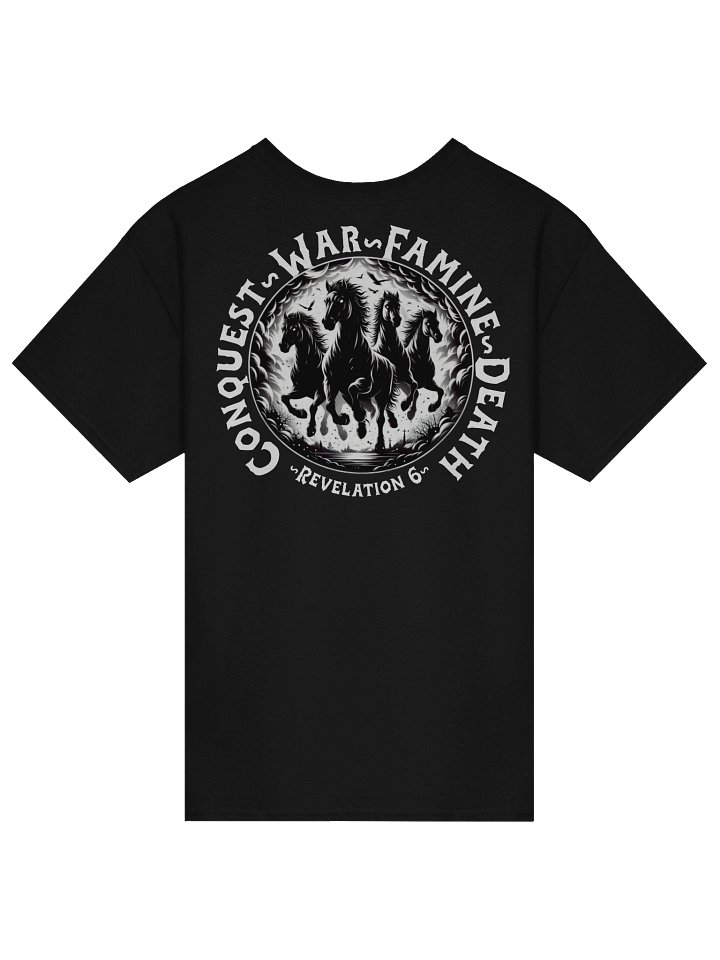 Four Horsemen of the Apocalypse T-Shirt – Christian Revelation Conquest, War, Famine, Death Tee product image (1)