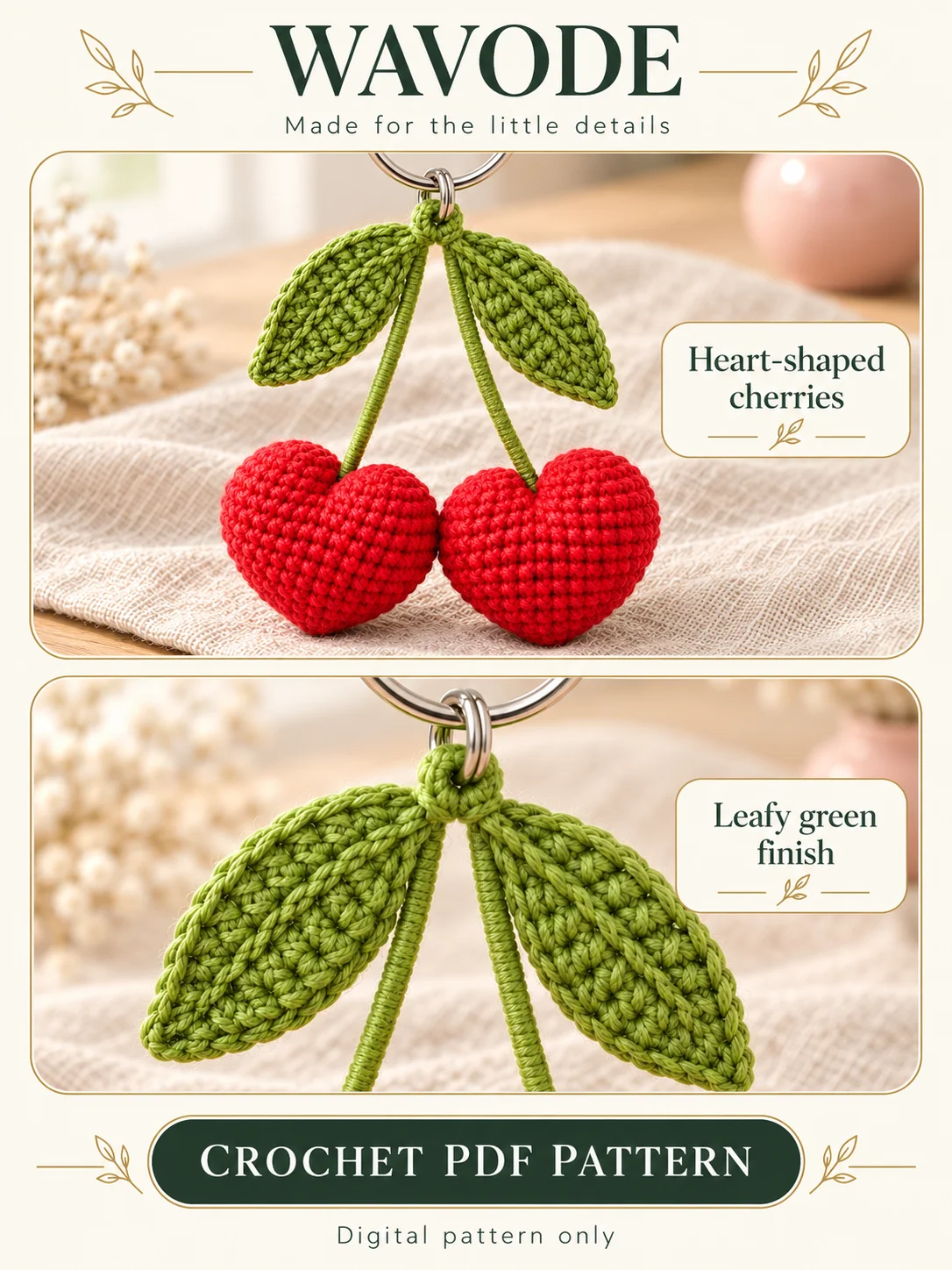 Cherry Heart Keychain · Crochet PDF Pattern product image (3)