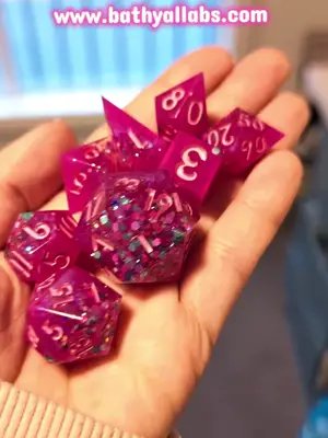www.bathyallabs.com #dice #dnd #glitter #fairy #pink 