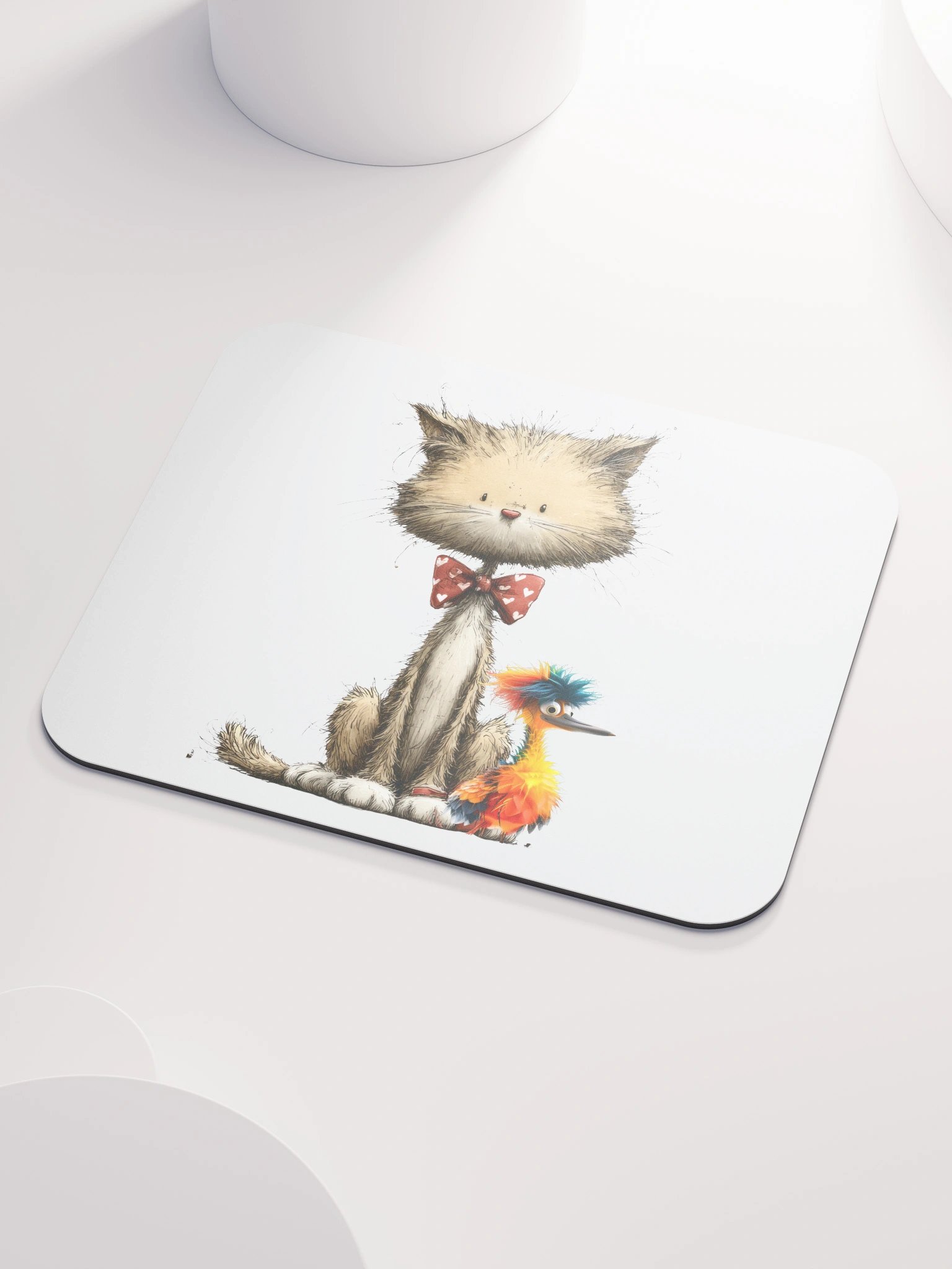 Cute Cat Bird Mouse Pad product image (3)