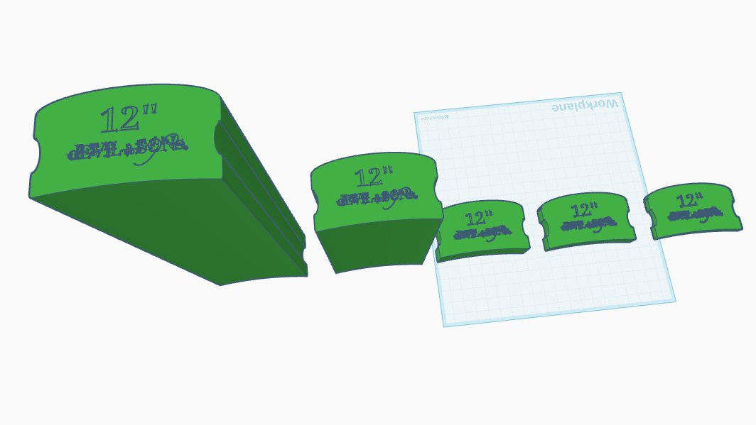Set of five 12” Guitar Fretboard Radius Blocks (3D Print File) product image (2)
