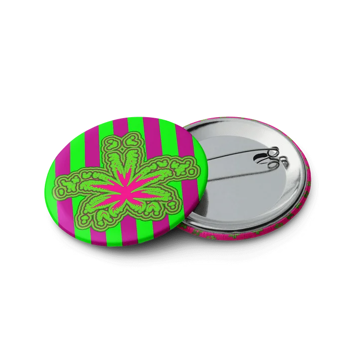 Neon Green Hot Pink Pot Leaf Pins, Stoner Circus Cannabis Art Pin Button Set product image (2)