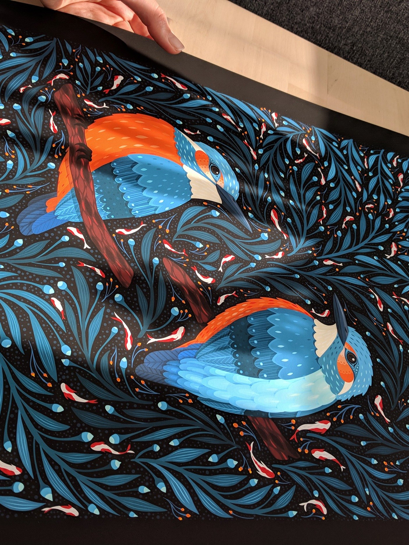 Kingfishers by a Pond - Bird Art Print product image (4)