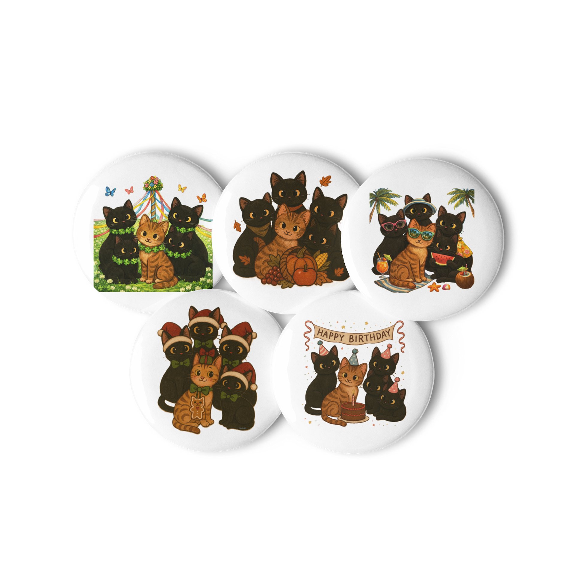 Cat Brigade seasons Pin Button Set product image (2)