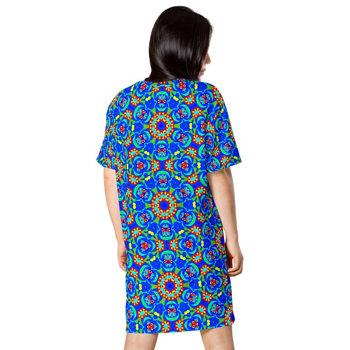 Persion Floral Blue T Shirt Dress product image (2)