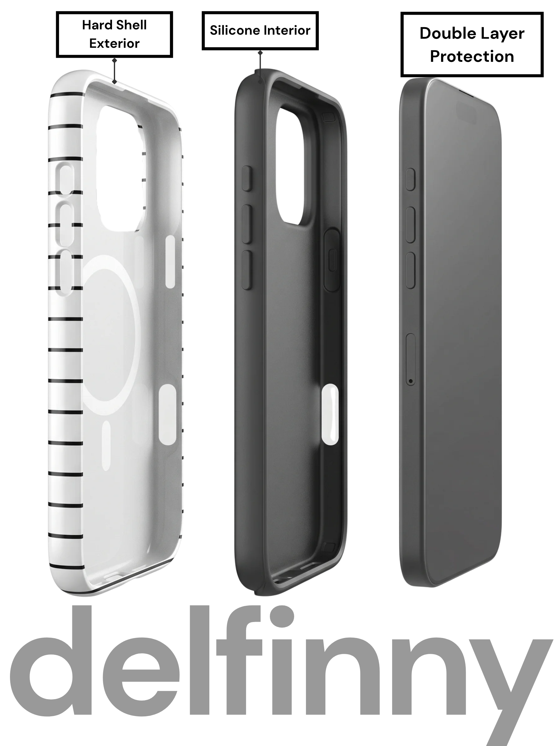Horizontal Striped Phone Case for iPhone – MagSafe Compatible (Black and White) product image (2)
