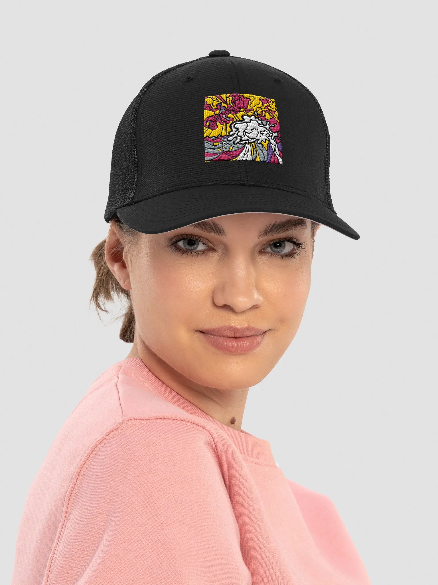 Fluid Fusion Trucker Hat - Wave at Sunset product image (18)