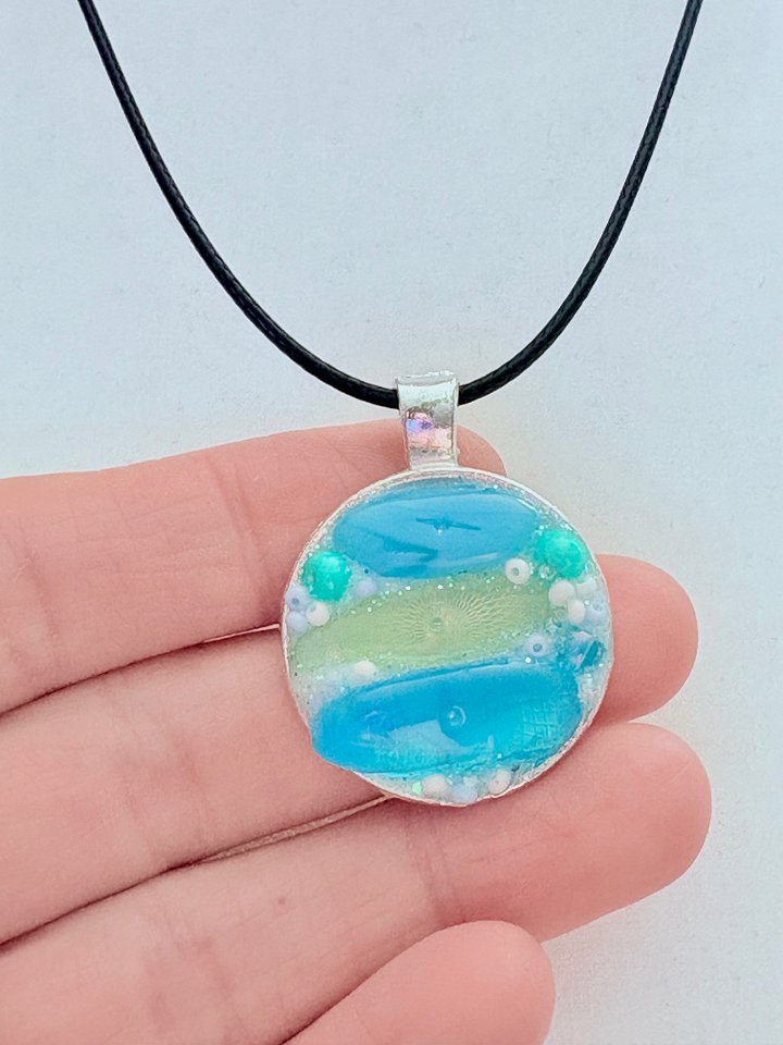 MFD-00213 | Coastal Calm Horizon Pendant Necklace | Handmade Glass Art Jewelry | Monique Faella Designs™ product image (2)
