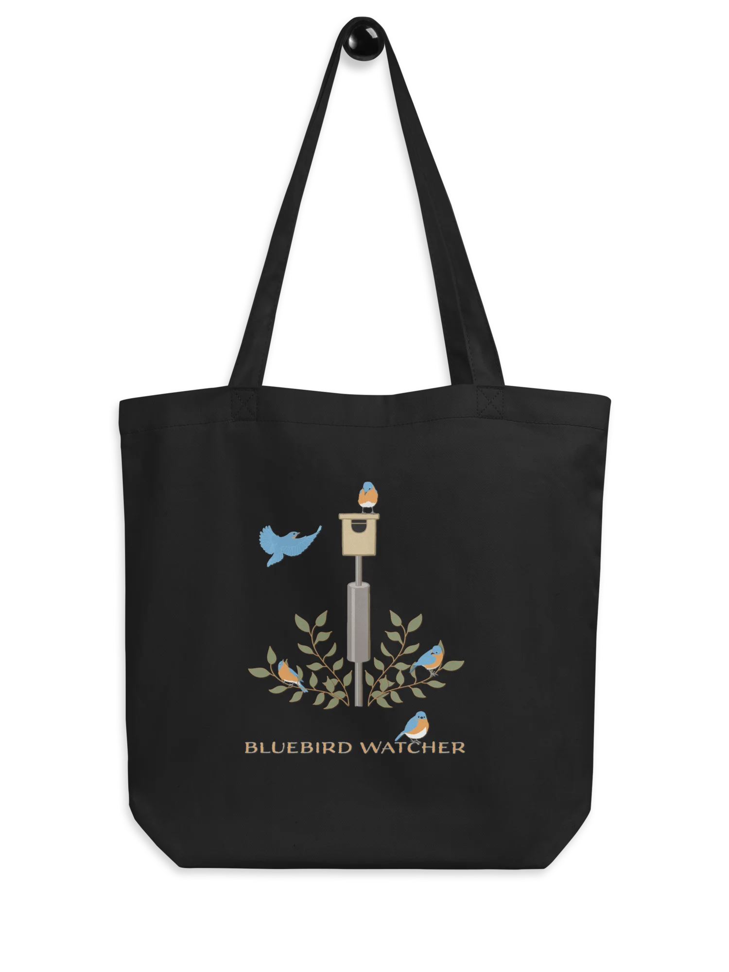 "Bluebird Watcher" Organic Cotton Tote in Black product image (2)