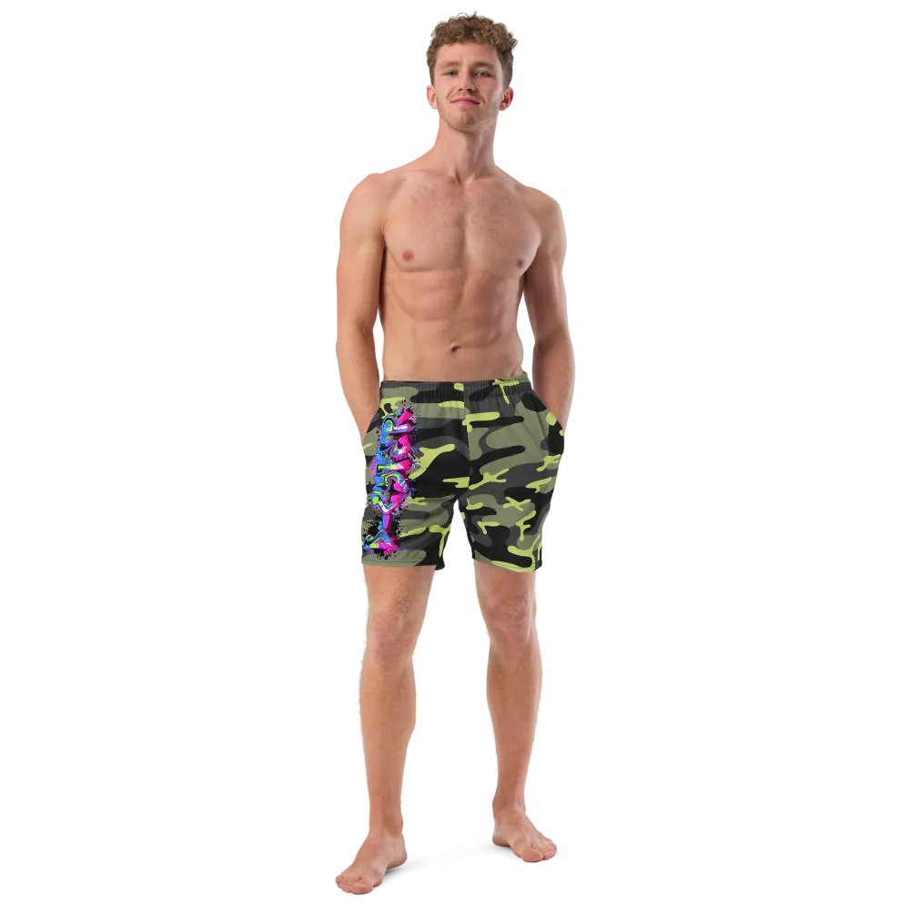Neon Camo Splash Swim Trunks product image (10)