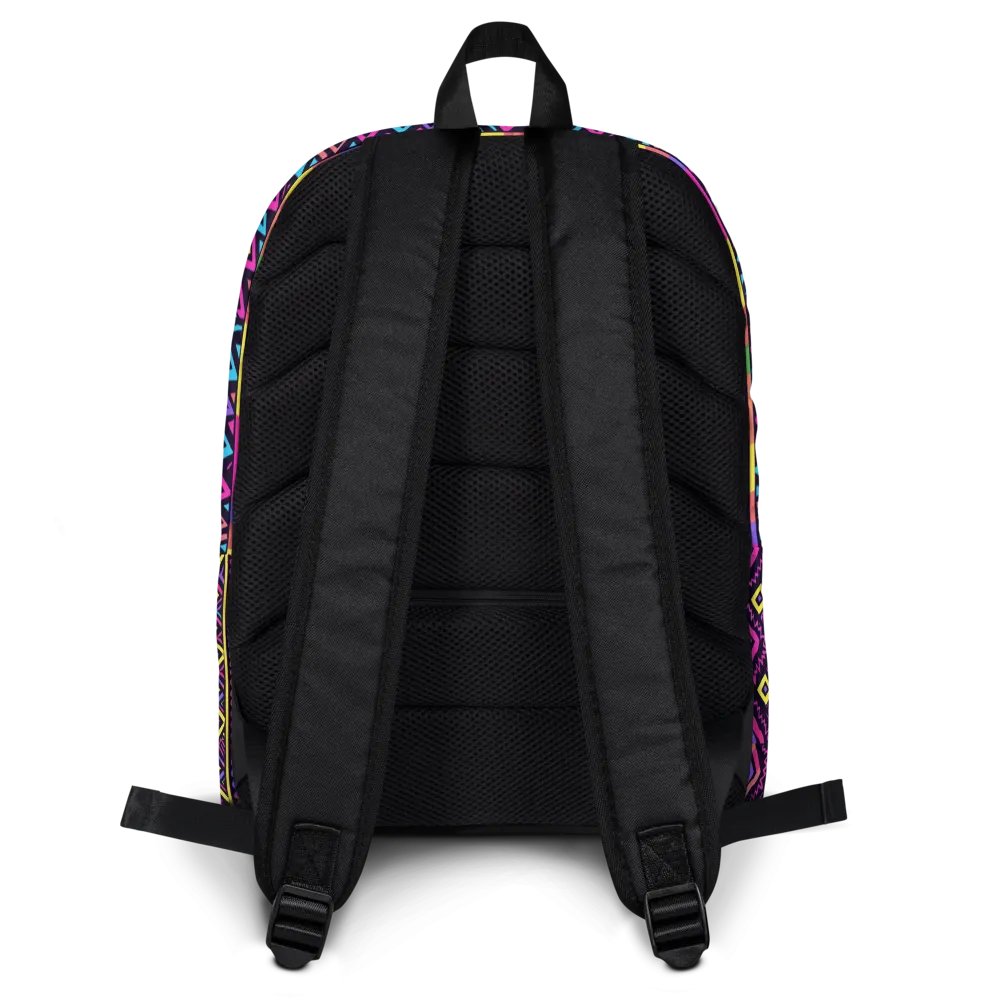 Neon Tribal Geometry Adventure Backpack product image (8)