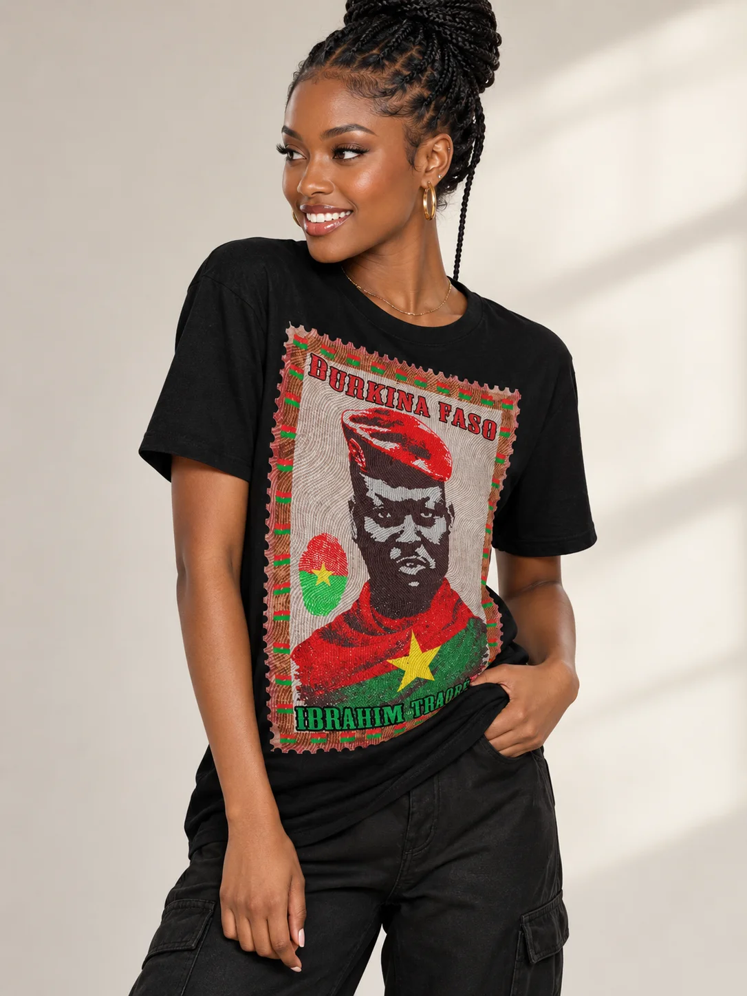 Ibrahim Traoré Vintage Postage Stamp Tee | Burkina Faso product image (2)