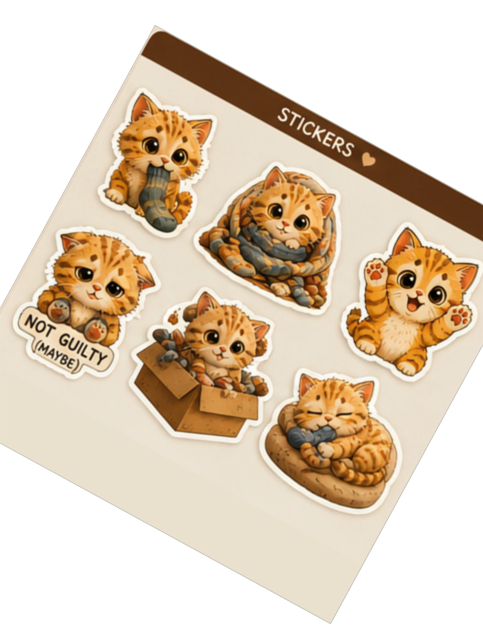 Beans Cute Orange Tabby Kitten Kiss Cut Stickers product image (2)