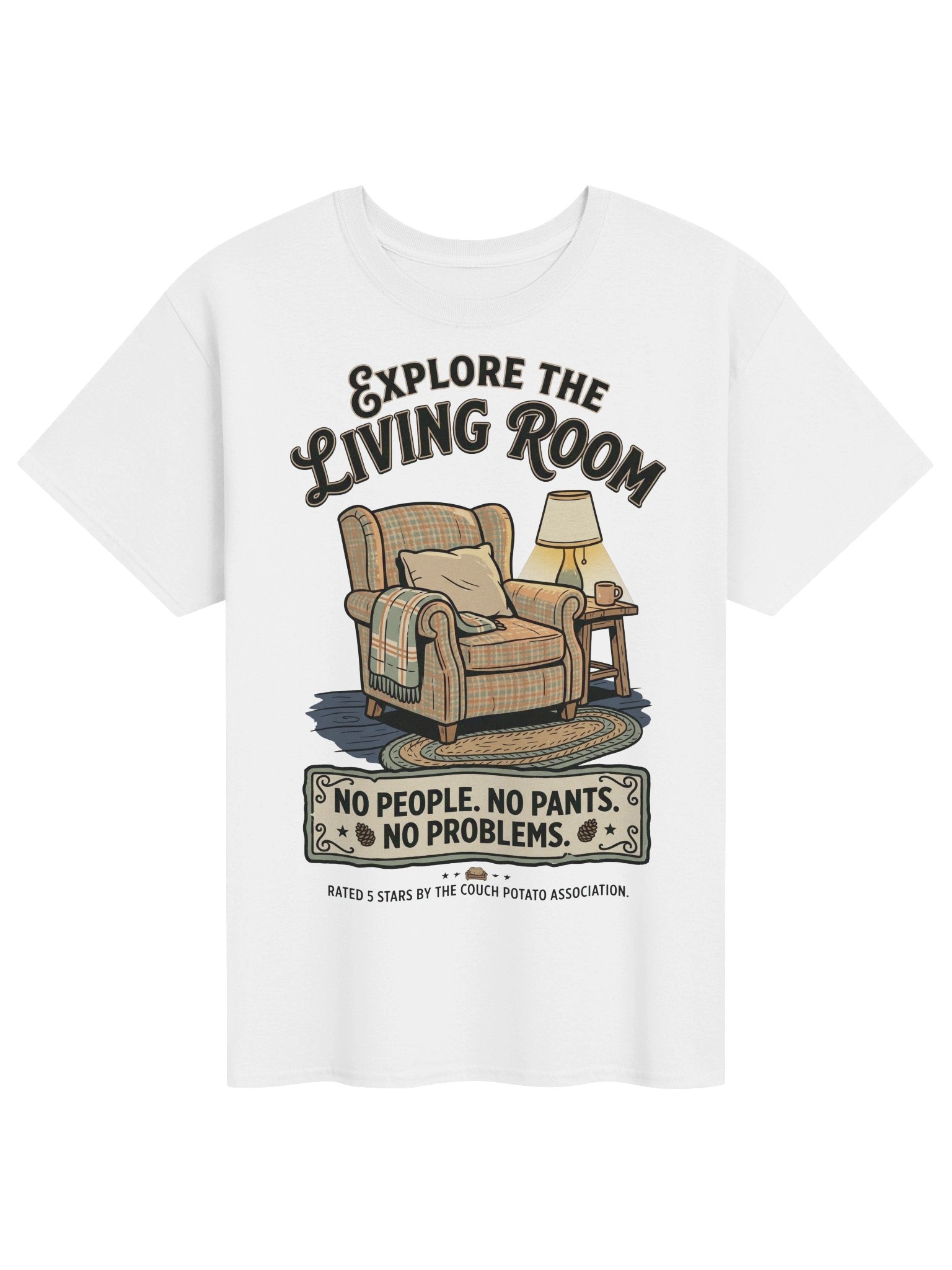 Funny Homebody "Explore The Living Room" Couch Potato T-Shirt product image (1)