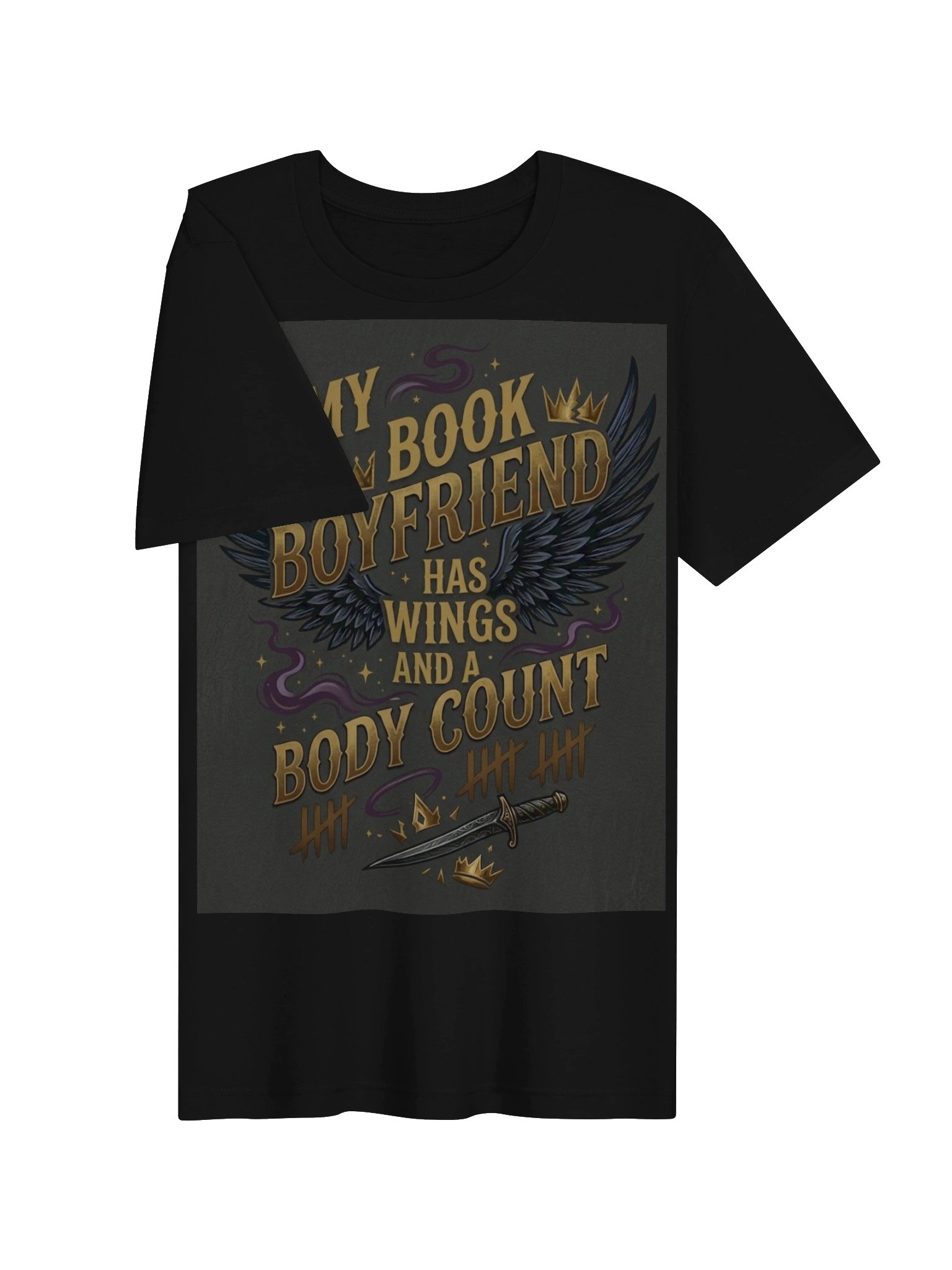 My Book Boyfriend Has Wings Body Count and a Romantasy T-Shirt for Fantasy Romance Readers product image (20)