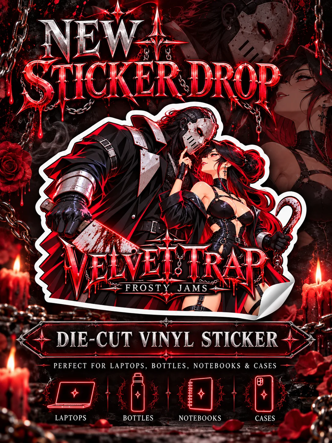 Product name: Velvet Trap 🥀 | Gothic Noir Die-Cut Sticker product image (1)
