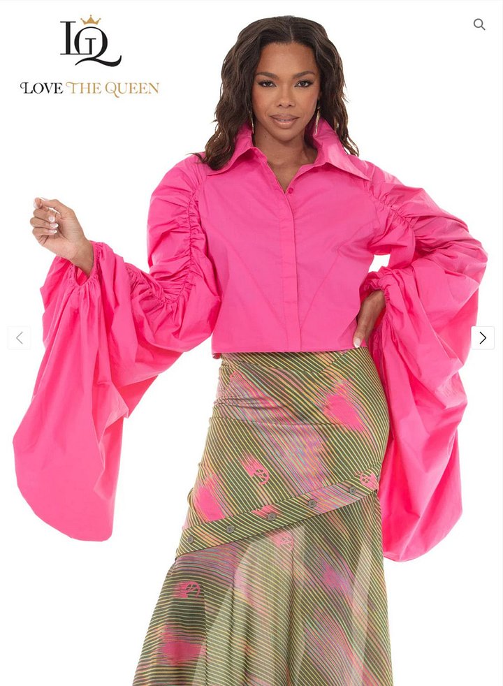 Oversized Ruched Sleeve Top - Architectural Balloon Sleeve Shirt product image (3)