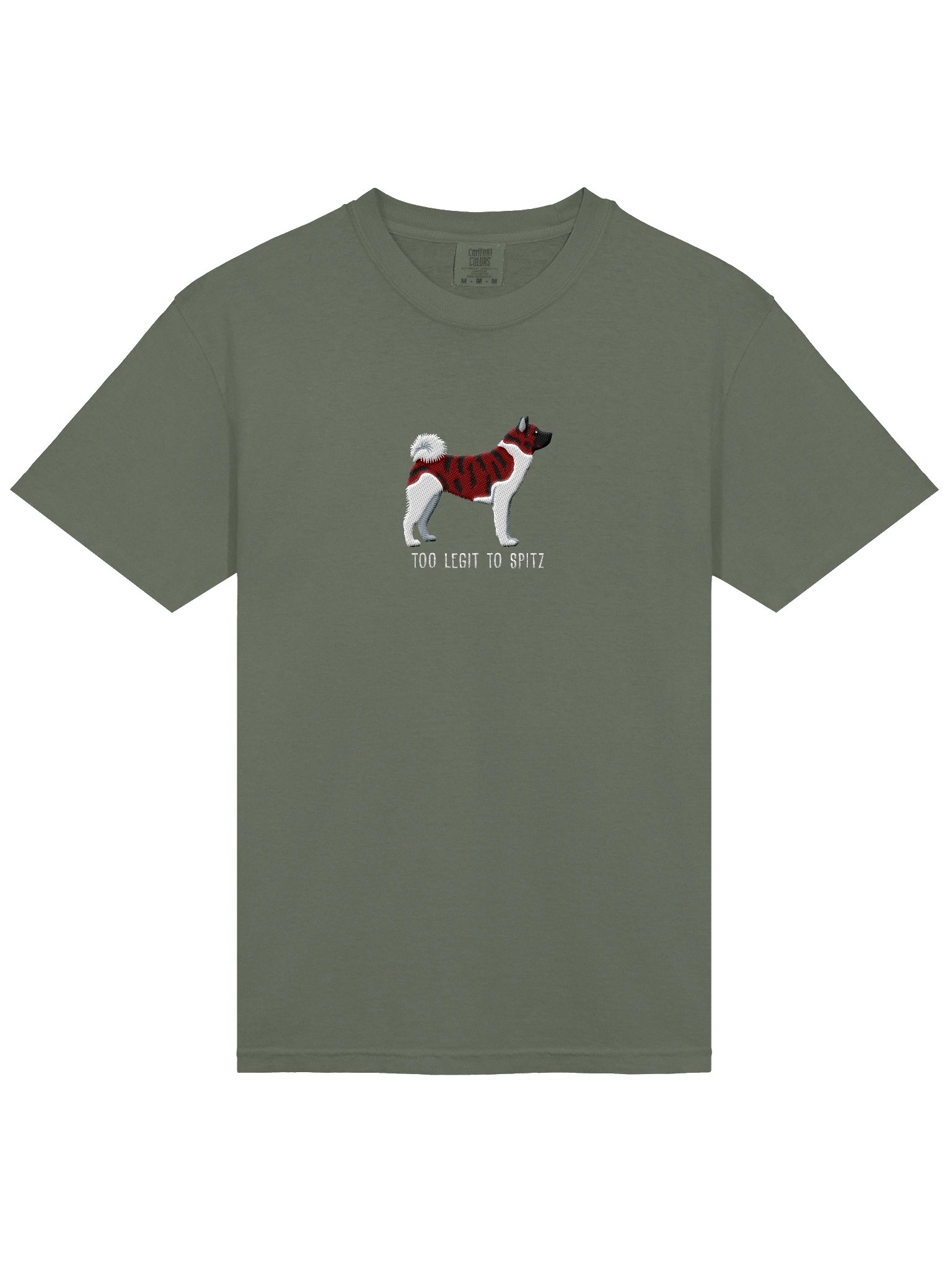 Too Legit to Spitz T-Shirt(Embroidered) of an American Akita(Brindle & White) product image (6)