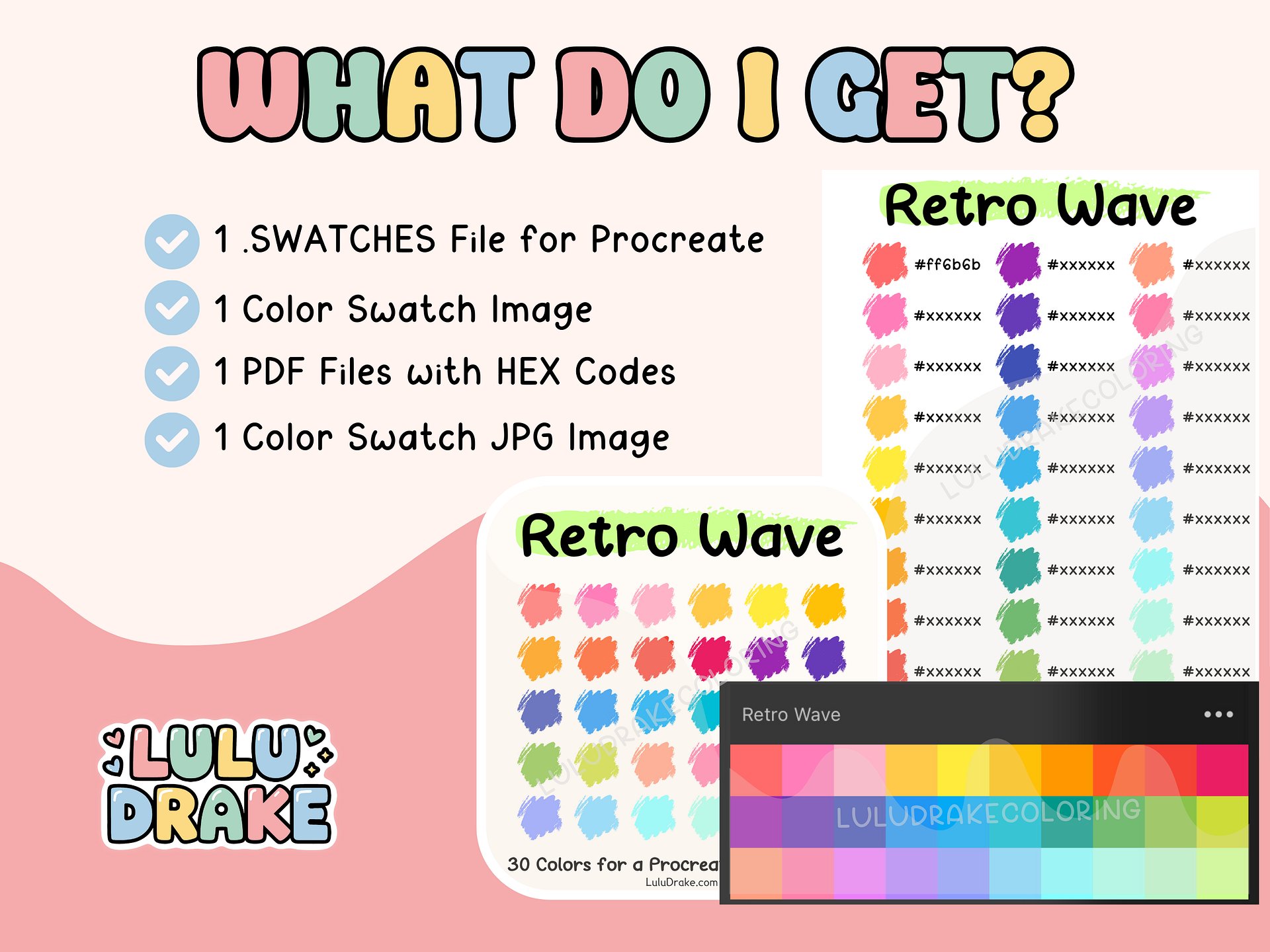 Retro Wave Procreate Color Palette with HEX Codes ★ DIGITAL ★ product image (5)